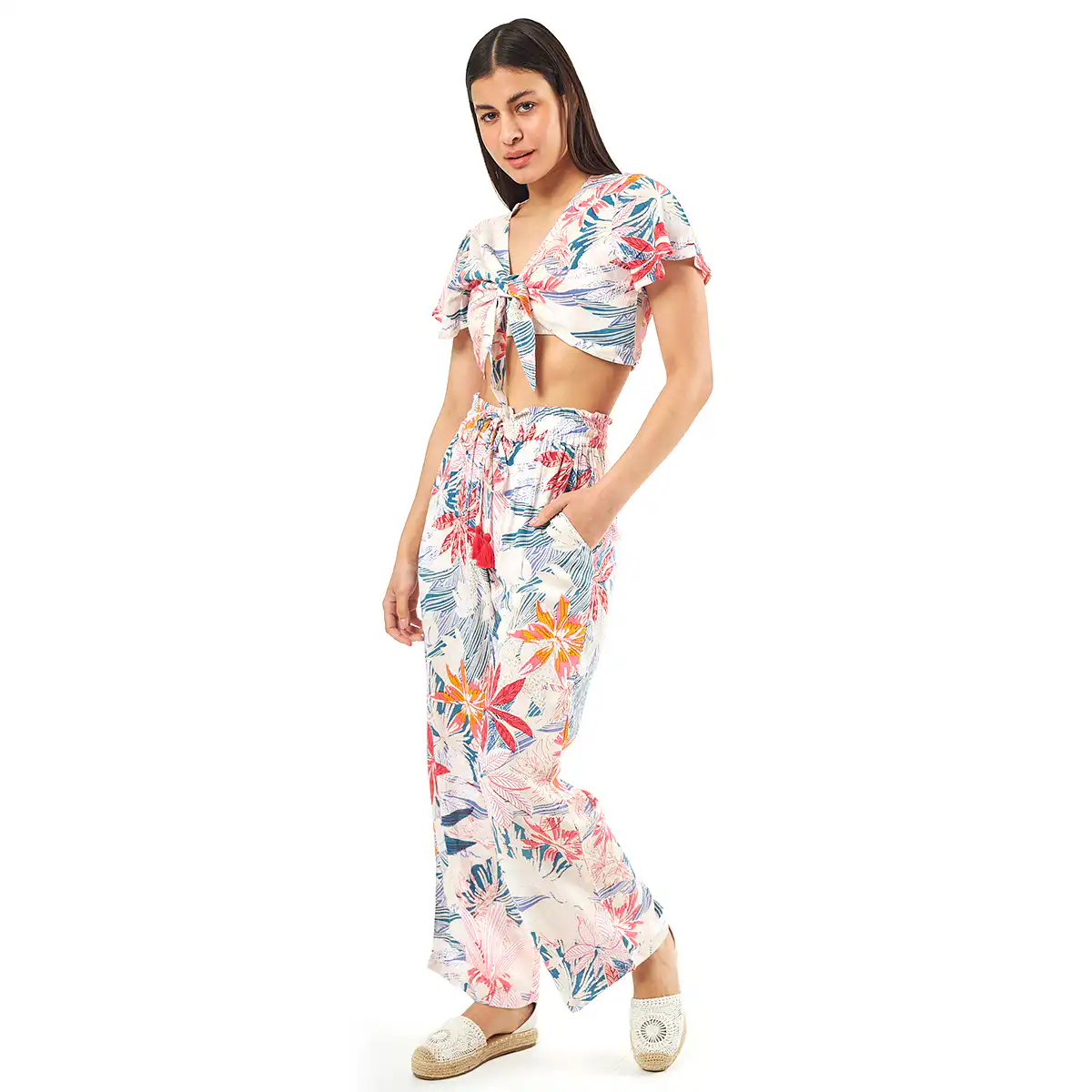 Σέτ Παντελόνι-Κροπ Τοπ 55-0006 Ρεγιόν Ινδίας Άσπρο Σέτ Παντελόνι-Κροπ Τοπ 55-0006 Ρεγιόν Ινδίας Άσπρο