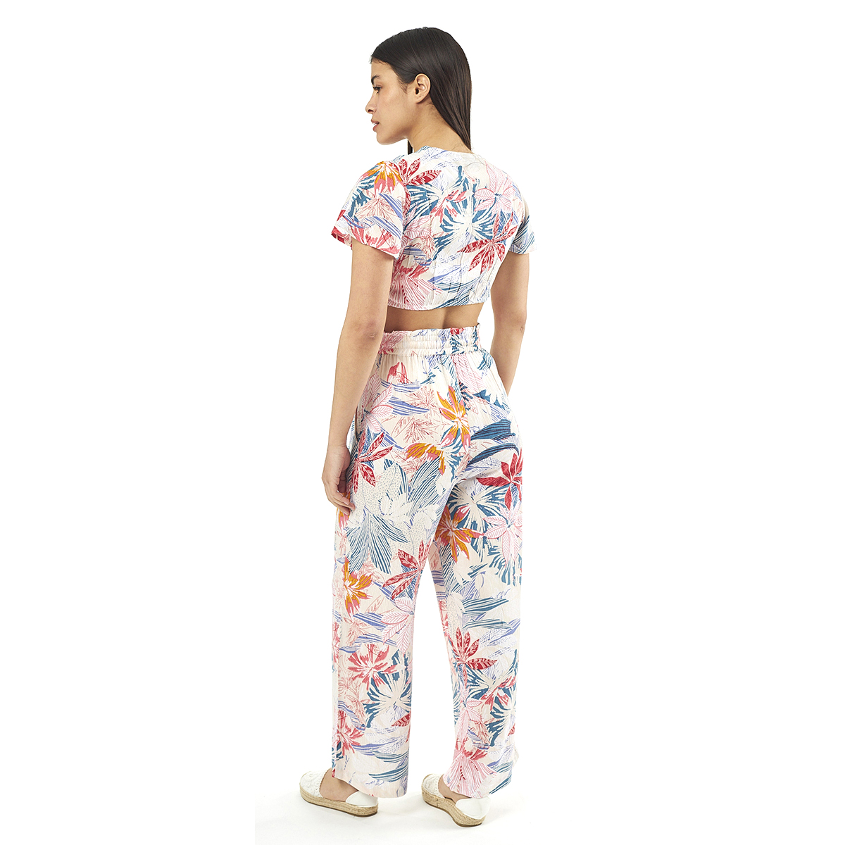 Σέτ Παντελόνι-Κροπ Τοπ 55-0006 Ρεγιόν Ινδίας Άσπρο