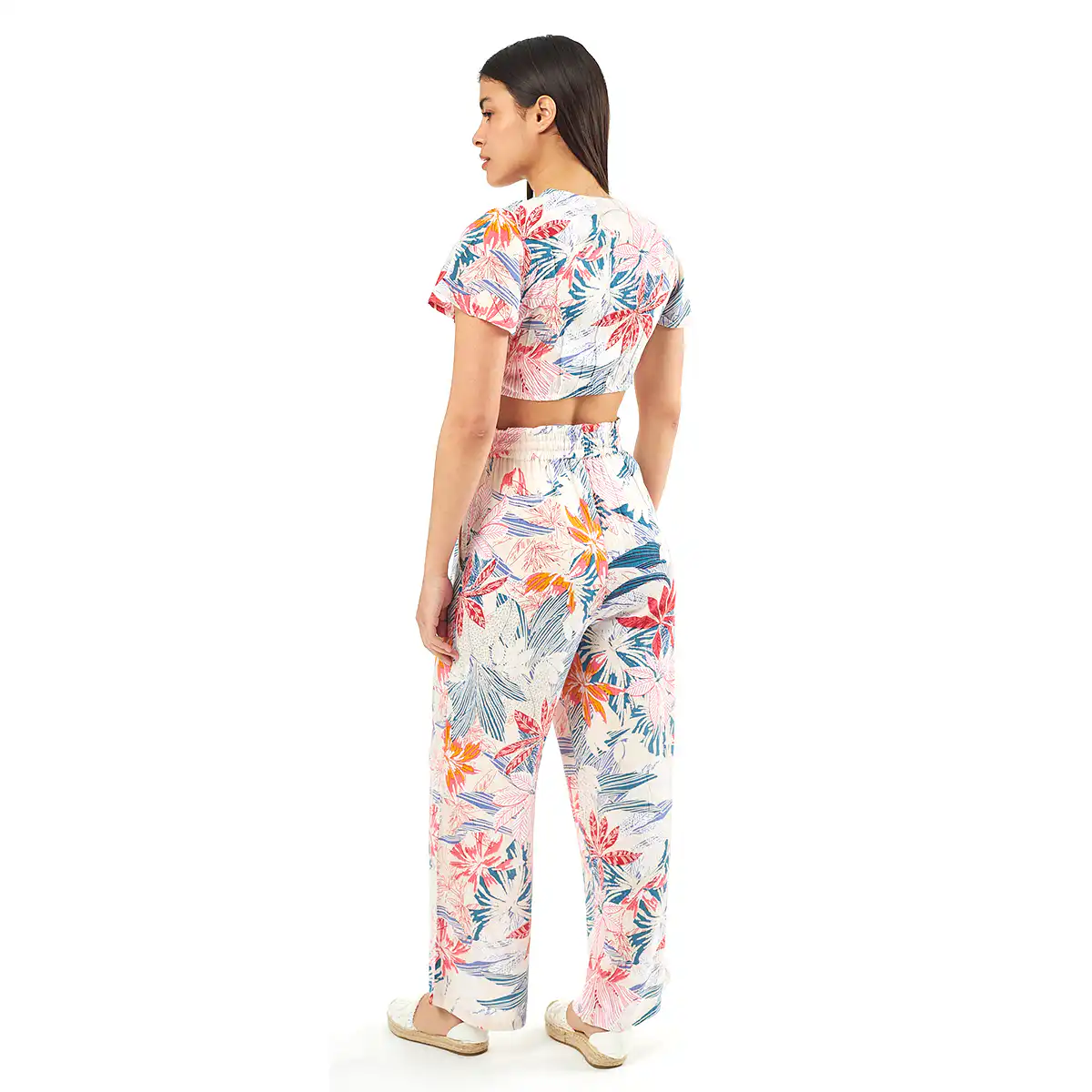 Σέτ Παντελόνι-Κροπ Τοπ 55-0006 Ρεγιόν Ινδίας Άσπρο