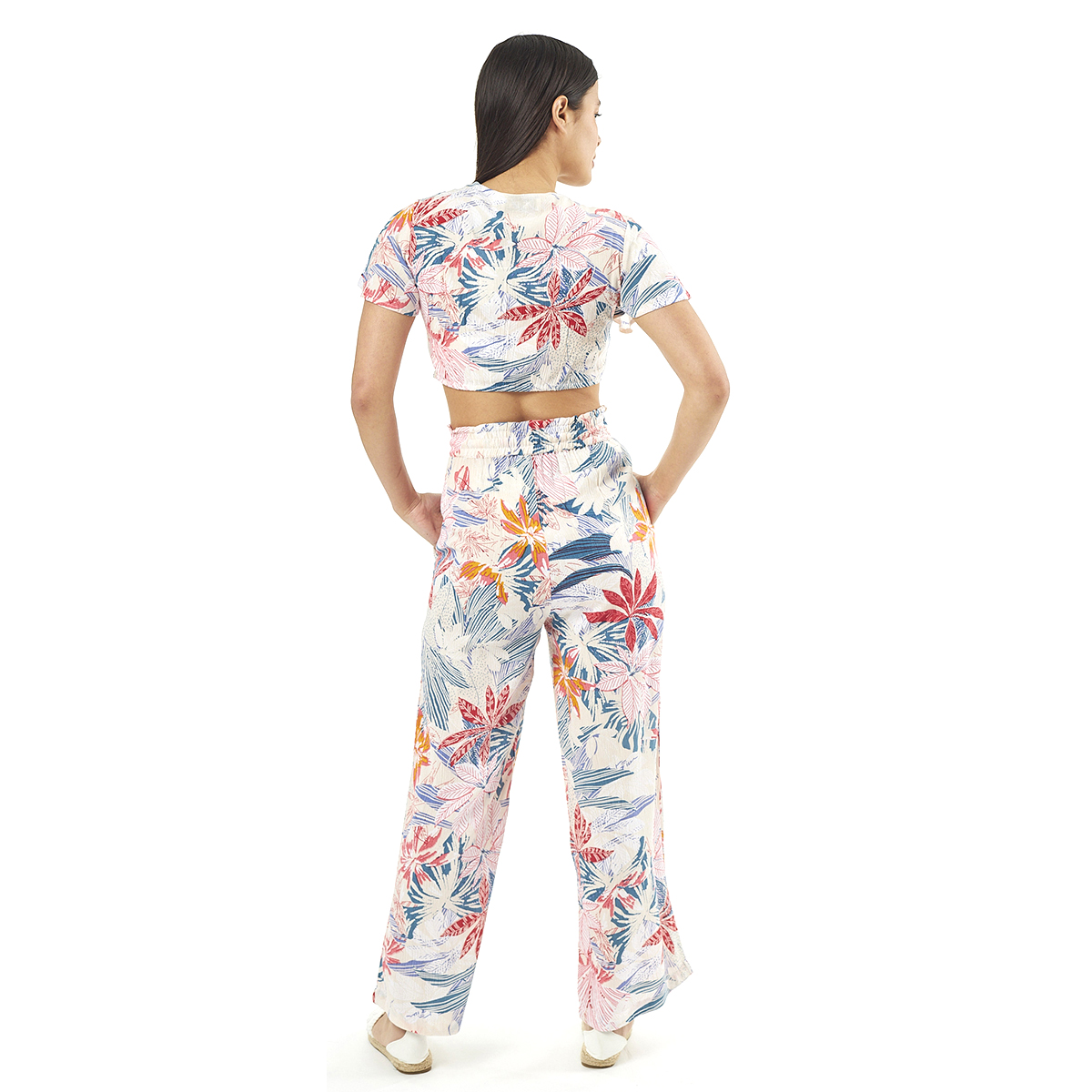 Σέτ Παντελόνι-Κροπ Τοπ 55-0006 Ρεγιόν Ινδίας Άσπρο