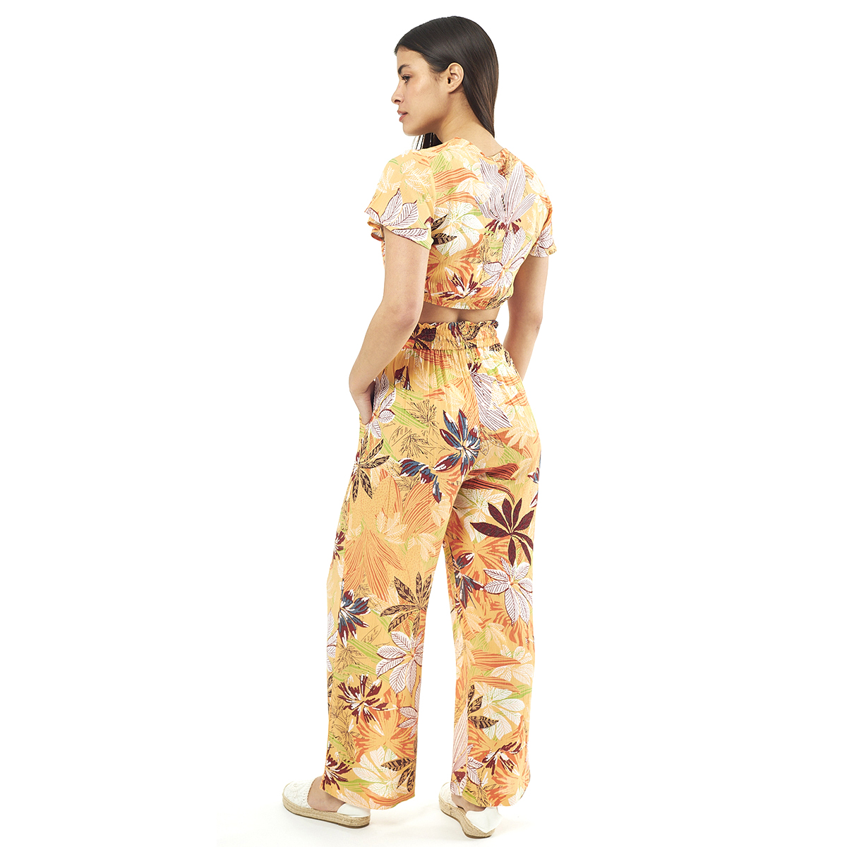 Σέτ Παντελόνι-Κροπ Τοπ 55-0006 Ρεγιόν Ινδίας Πορτοκαλί