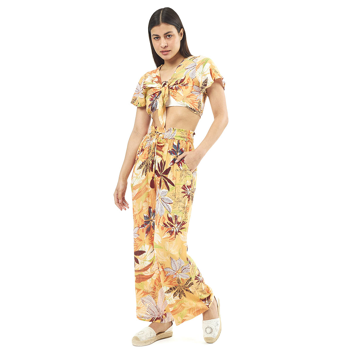 Σέτ Παντελόνι-Κροπ Τοπ 55-0006 Ρεγιόν Ινδίας Πορτοκαλί