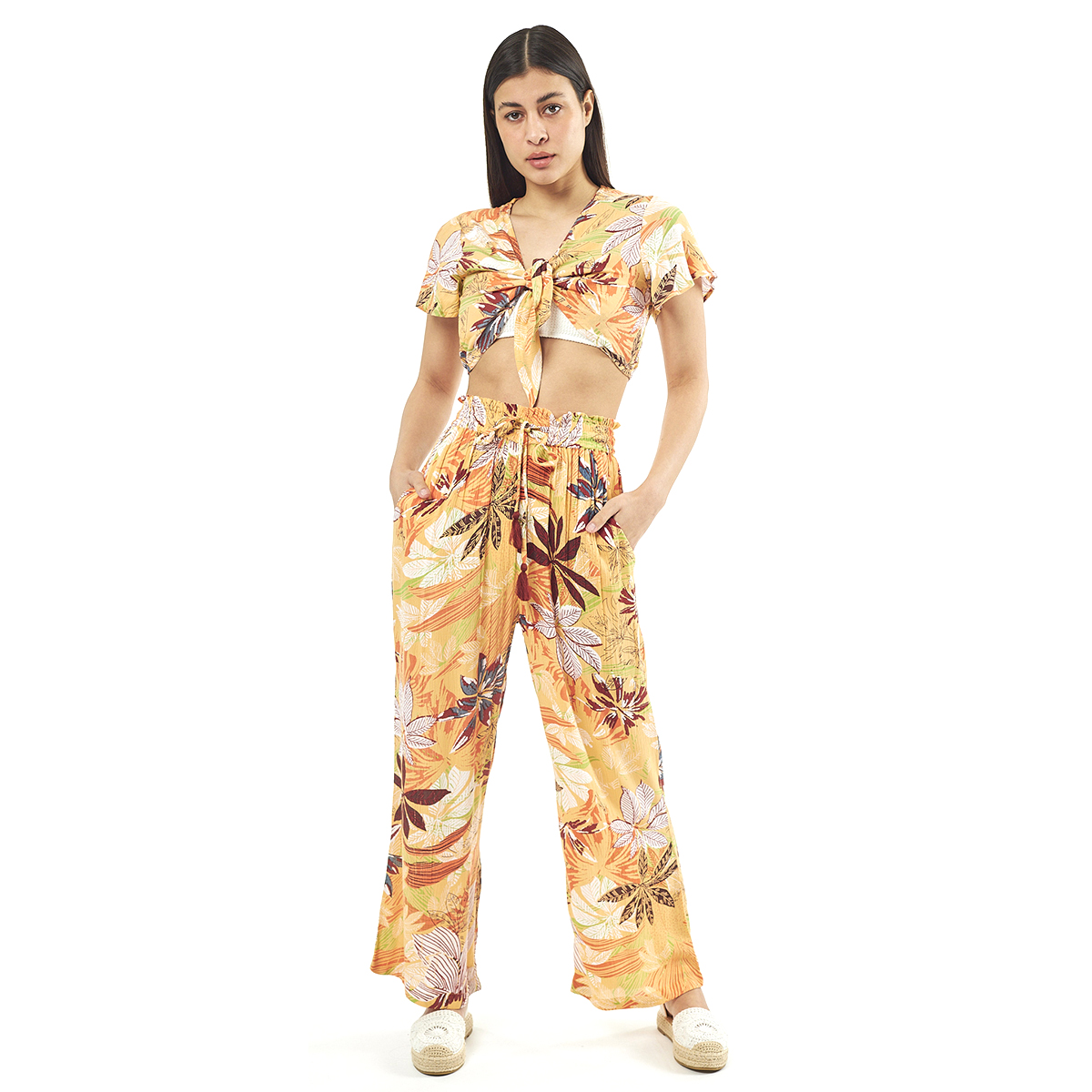 Σέτ Παντελόνι-Κροπ Τοπ 55-0006 Ρεγιόν Ινδίας Πορτοκαλί