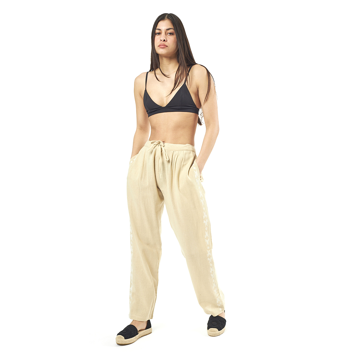 Verde Γυναικείο Παντελόνι 55-0007 Cotton Ινδίας Μπέζ