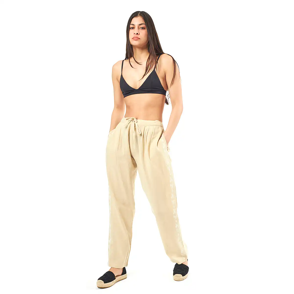 Verde Γυναικείο Παντελόνι 55-0007 Cotton Ινδίας Μπέζ