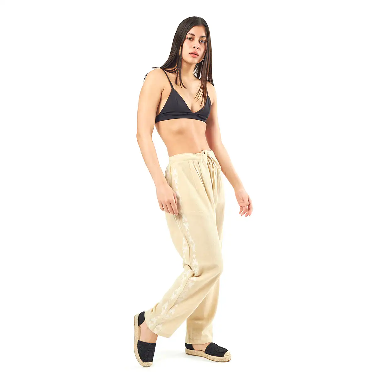 Verde Γυναικείο Παντελόνι 55-0007 Cotton Ινδίας Μπέζ