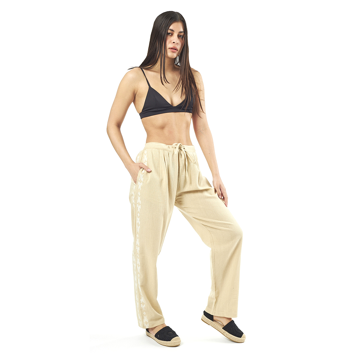 Verde Γυναικείο Παντελόνι 55-0007 Cotton Ινδίας Μπέζ