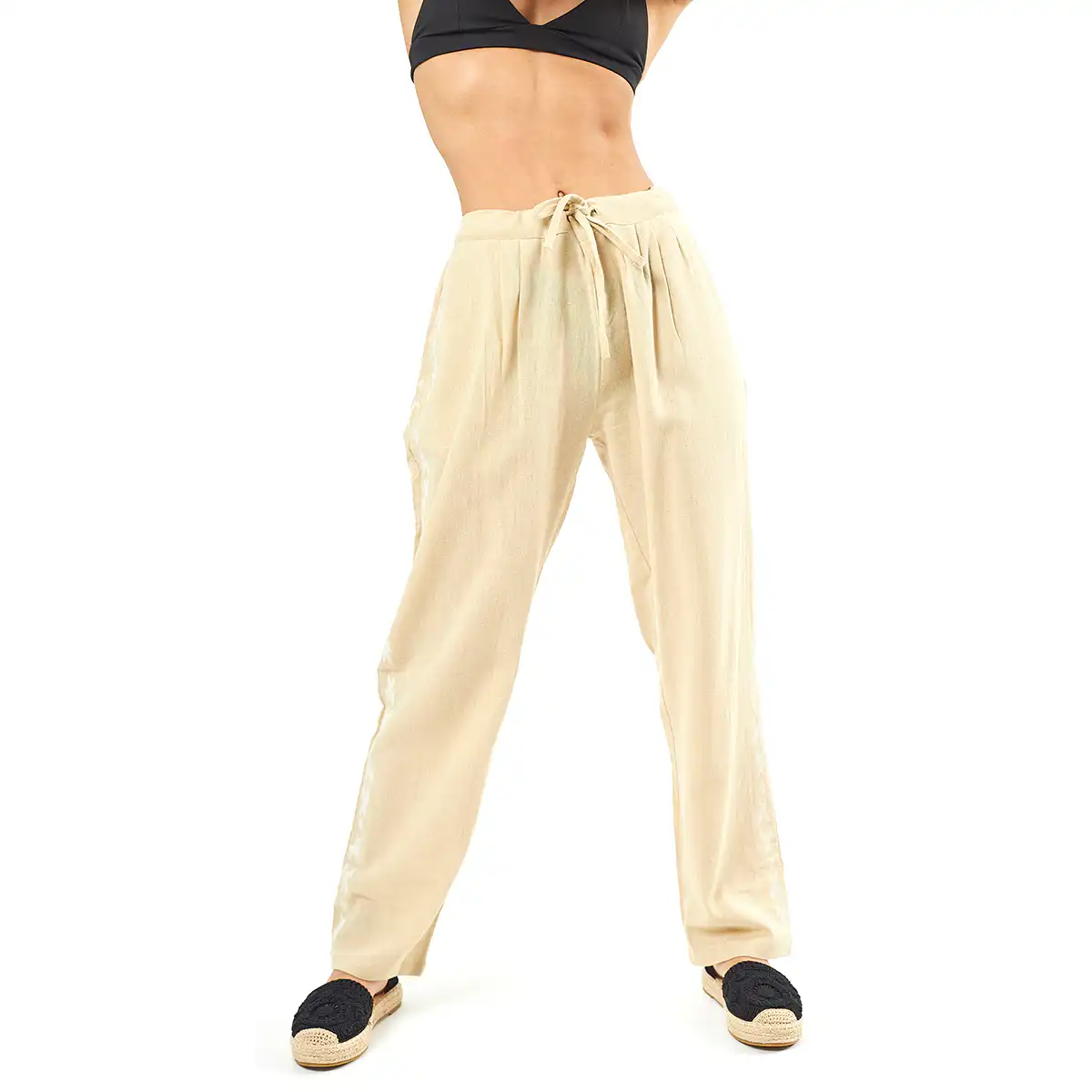 Verde Γυναικείο Παντελόνι 55-0007 Cotton Ινδίας Μπέζ