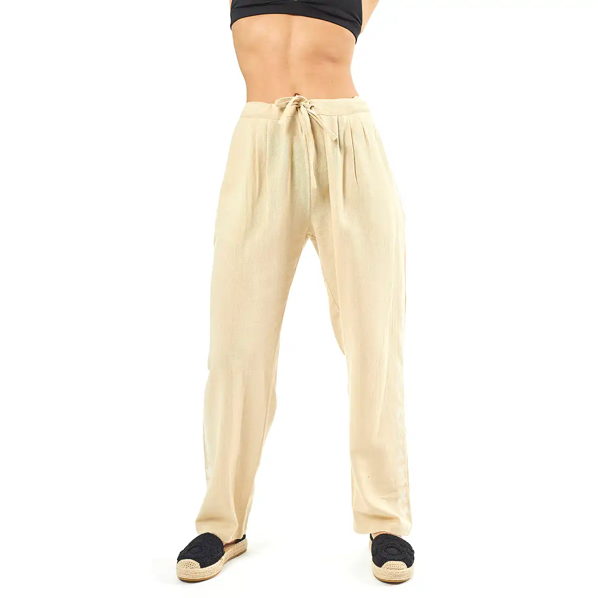 Verde Γυναικείο Παντελόνι 55-0007 Cotton Ινδίας Μπέζ