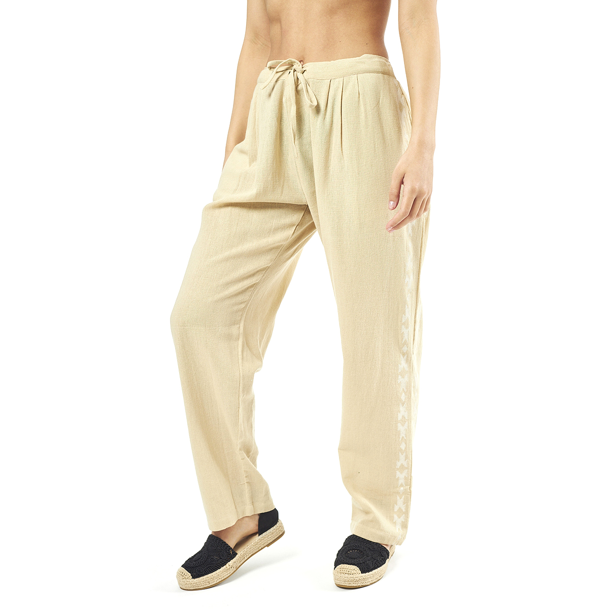 Verde Γυναικείο Παντελόνι 55-0007 Cotton Ινδίας Μπέζ