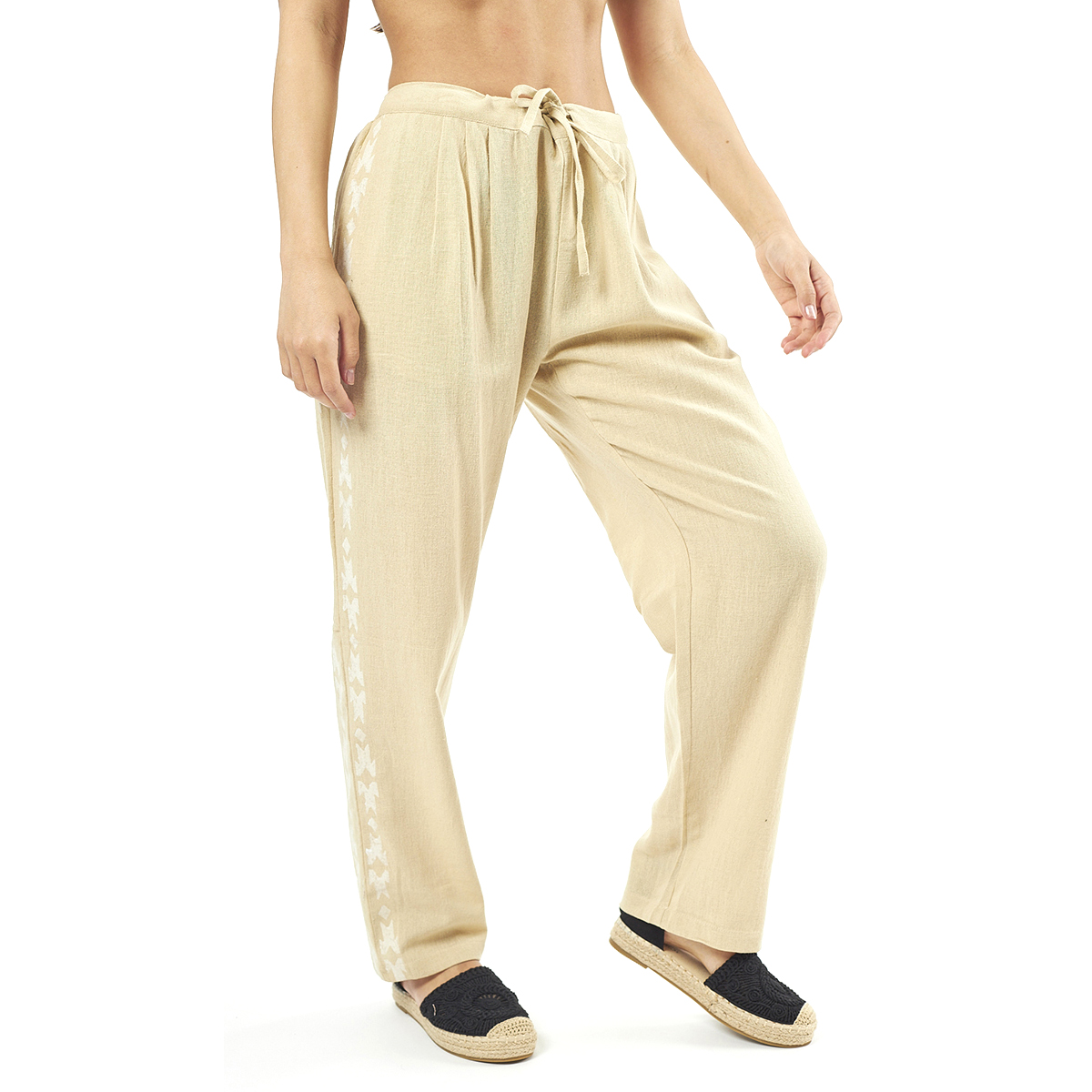 Verde Γυναικείο Παντελόνι 55-0007 Cotton Ινδίας Μπέζ