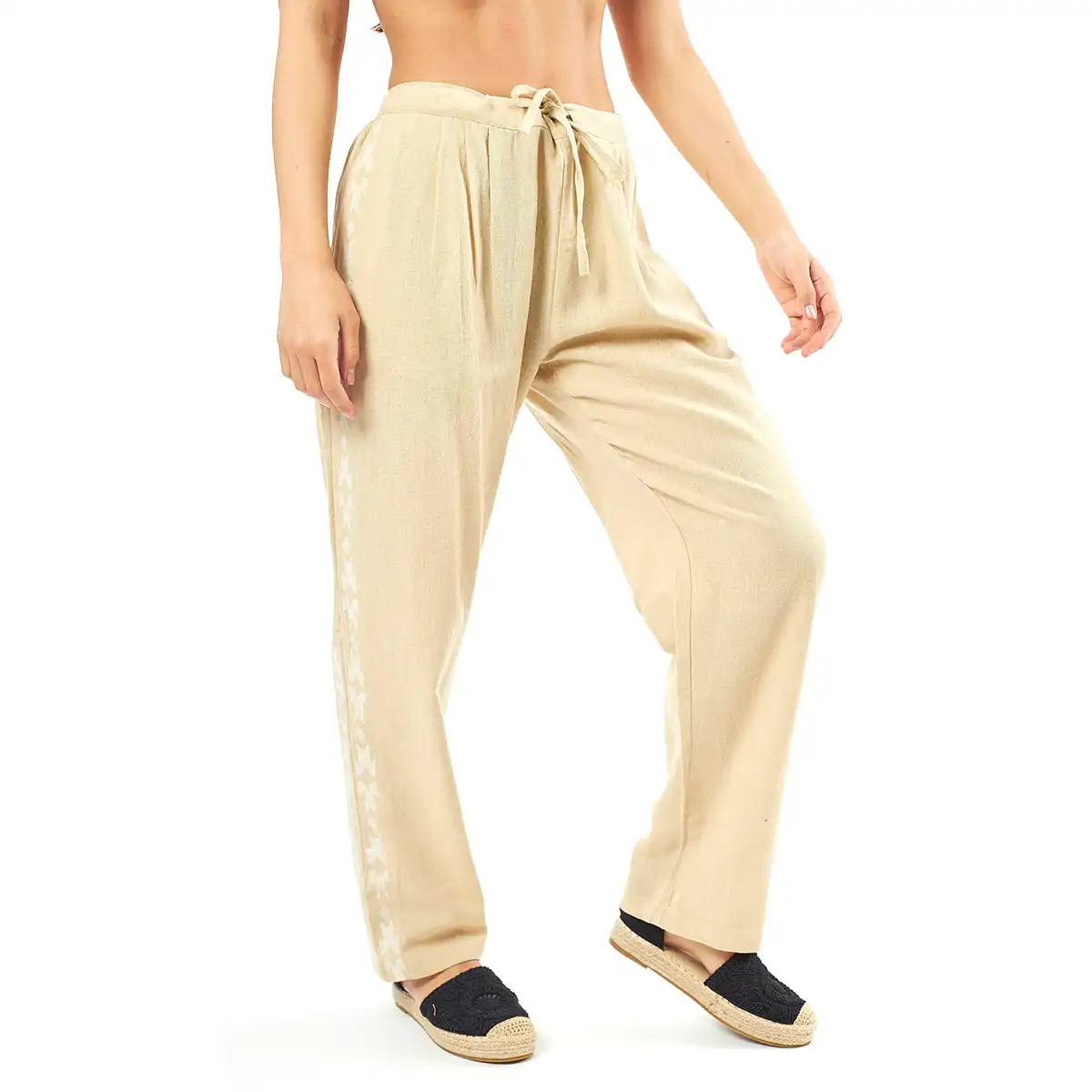 Verde Γυναικείο Παντελόνι 55-0007 Cotton Ινδίας Μπέζ