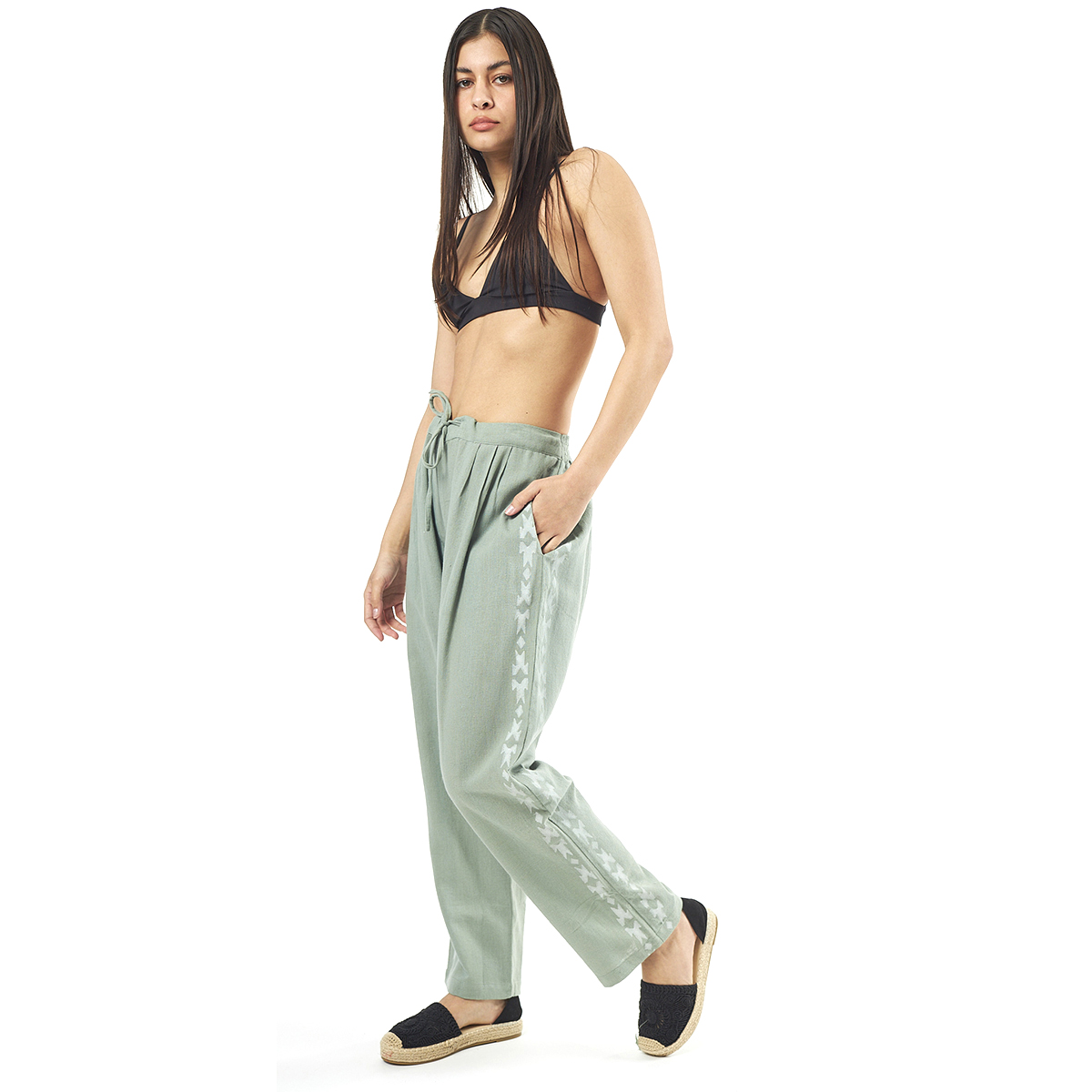 Verde Γυναικείο Παντελόνι 55-0007 Cotton Ινδίας Χακί