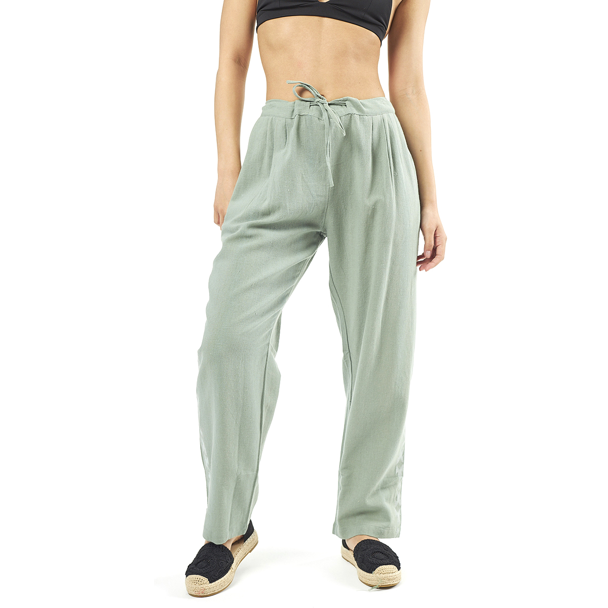 Verde Γυναικείο Παντελόνι 55-0007 Cotton Ινδίας Χακί