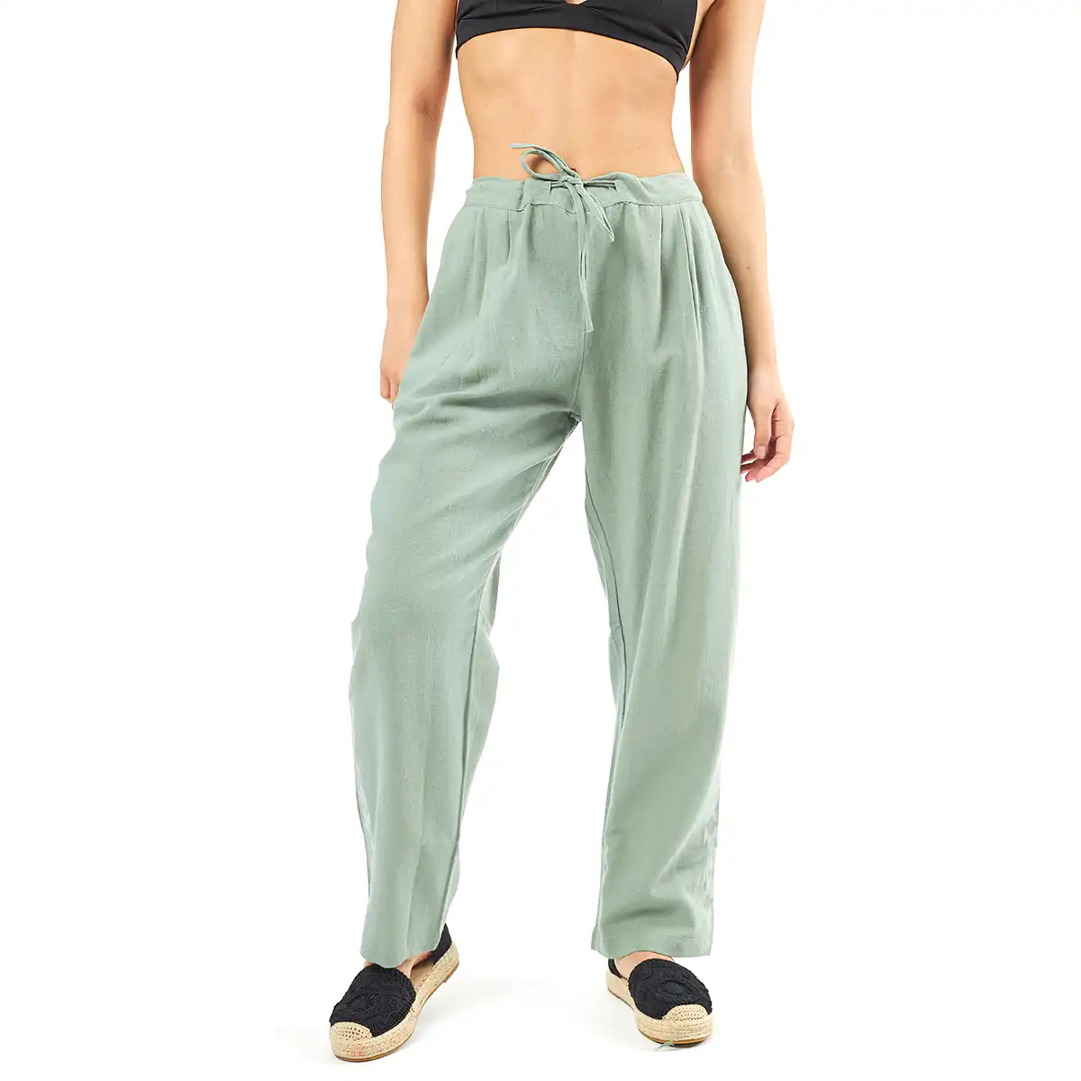 Verde Γυναικείο Παντελόνι 55-0007 Cotton Ινδίας Χακί