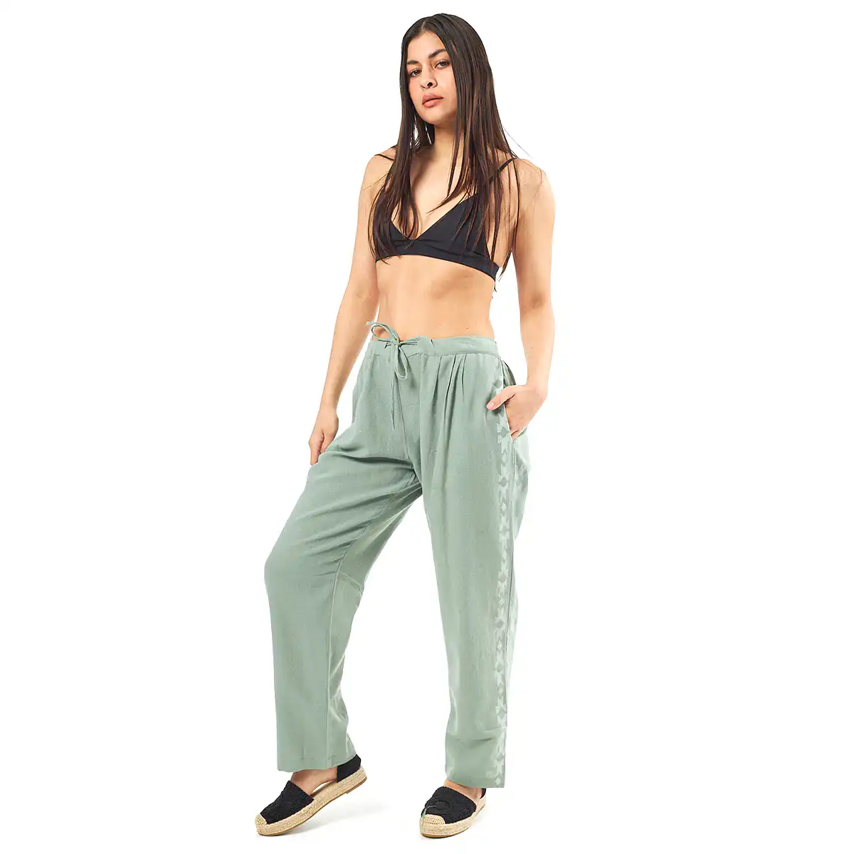 Verde Γυναικείο Παντελόνι 55-0007 Cotton Ινδίας Χακί