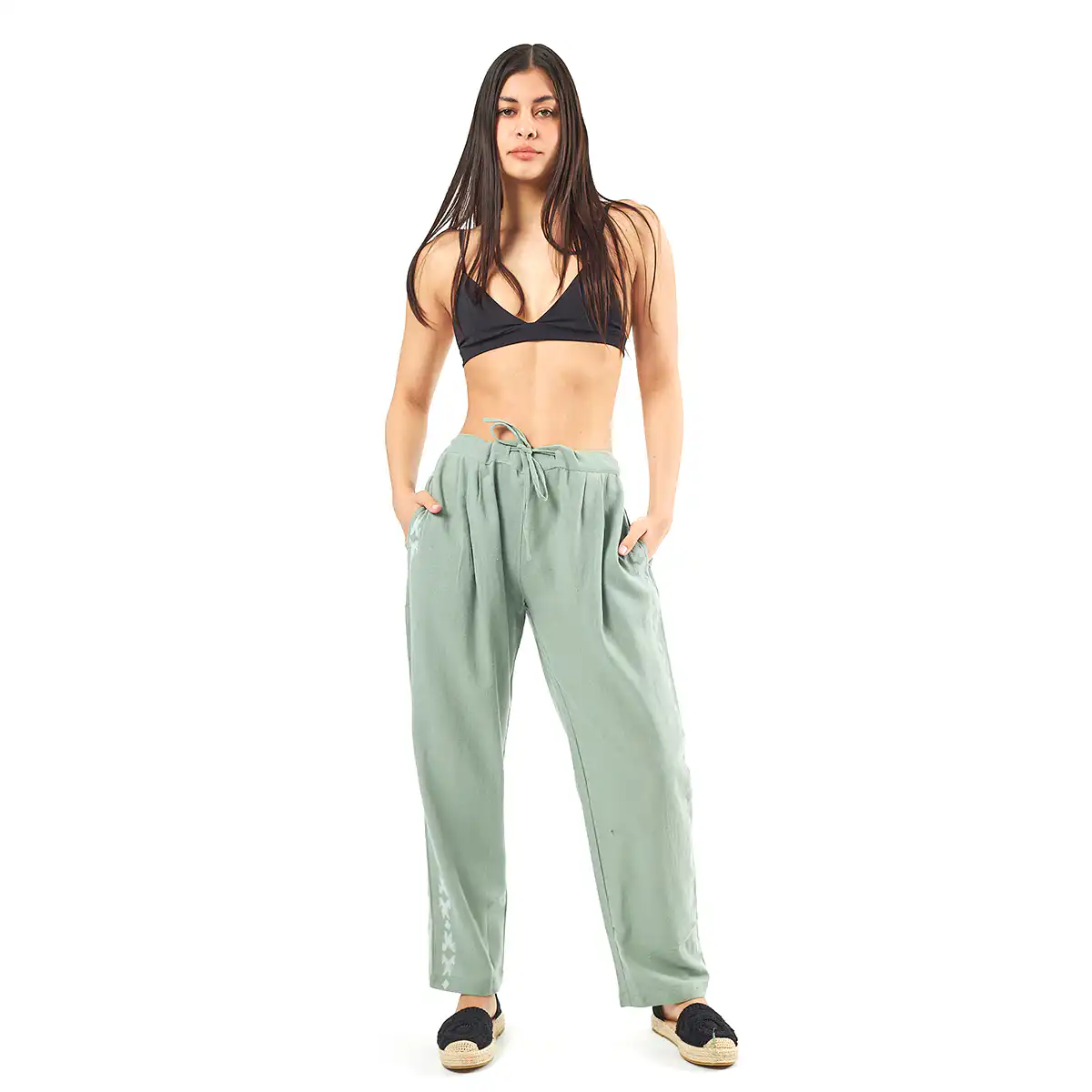 Verde Γυναικείο Παντελόνι 55-0007 Cotton Ινδίας Χακί