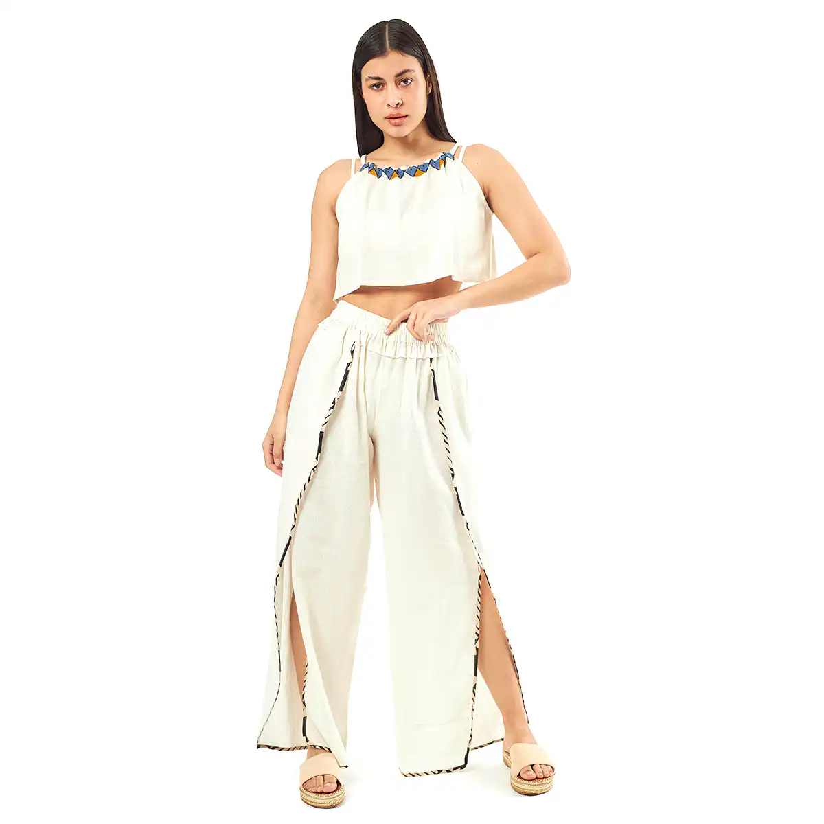 Σέτ Παντελόνι-Verde Γυναικεία Μπλούζα 55-0008 Cotton Ινδίας Άσπρο