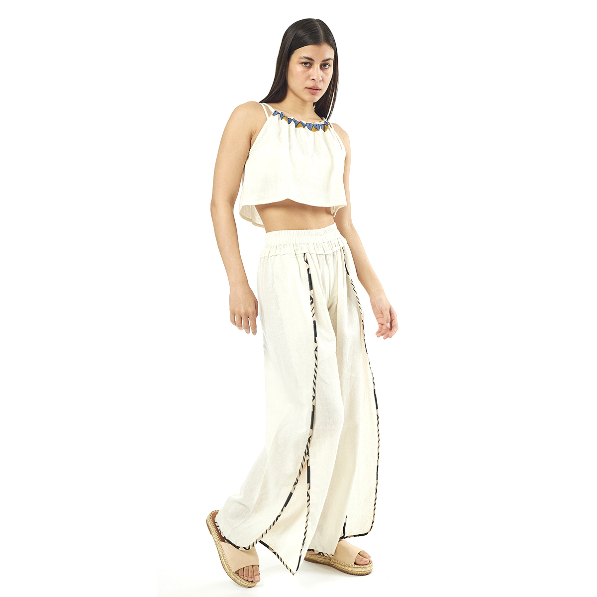 Σέτ Παντελόνι-Verde Γυναικεία Μπλούζα 55-0008 Cotton Ινδίας Άσπρο