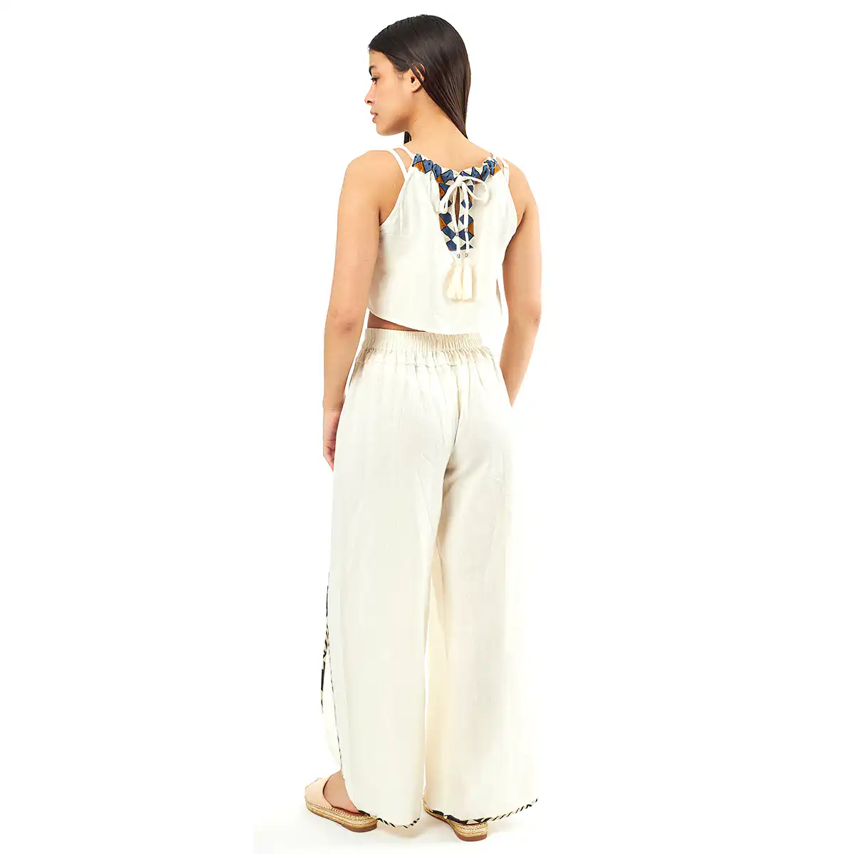 Σέτ Παντελόνι-Verde Γυναικεία Μπλούζα 55-0008 Cotton Ινδίας Άσπρο