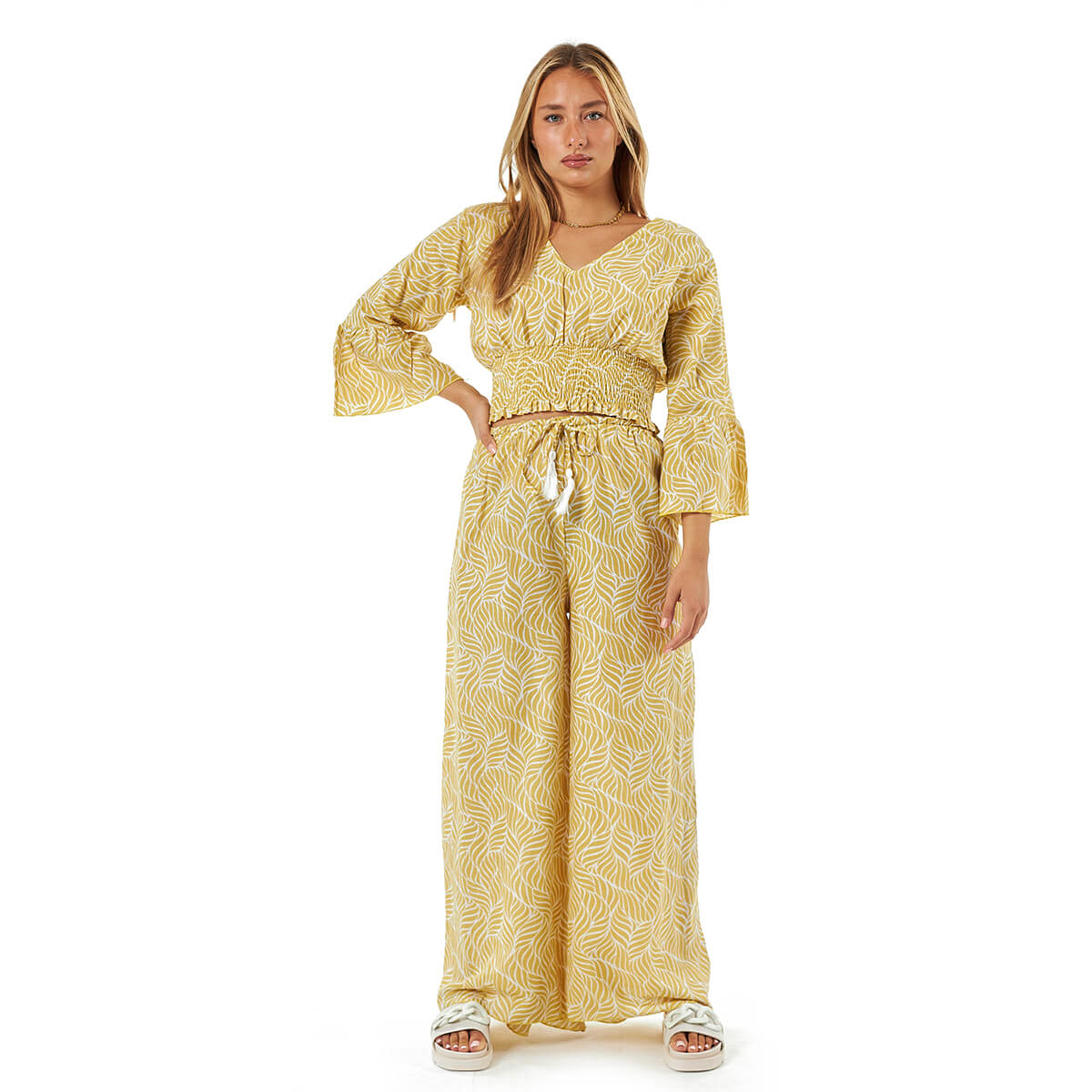 Verde Γυναικείο ΣΕΤ Παντελόνι-Μπλούζα 55-0024 Βαμβακερό Κίτρινο