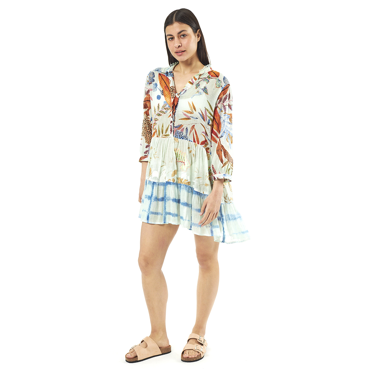 Verde Γυναικεία Τουνίκ 56-0054 Cotton Ινδίας Πολύχρωμο