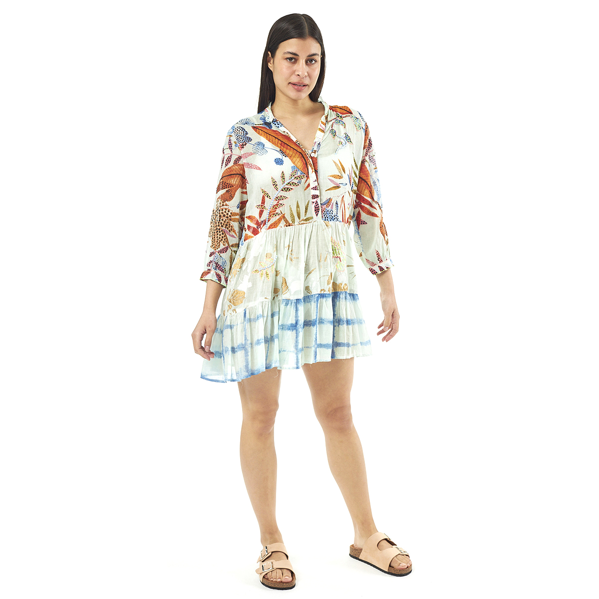 Verde Γυναικεία Τουνίκ 56-0054 Cotton Ινδίας Πολύχρωμο