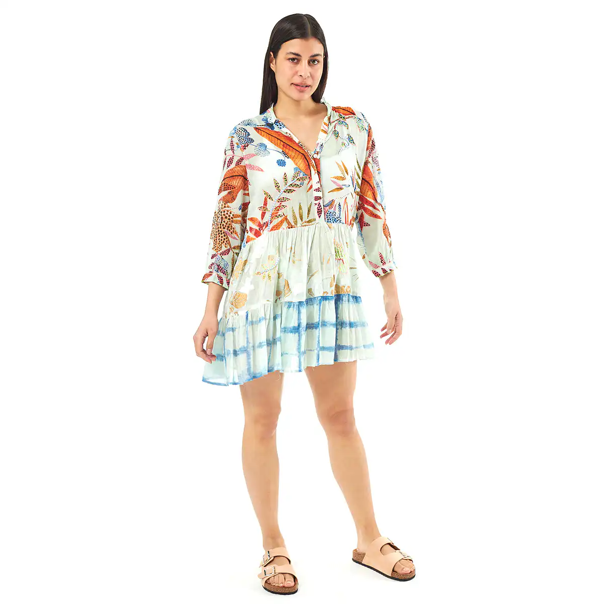 Verde Γυναικεία Τουνίκ 56-0054 Cotton Ινδίας Πολύχρωμο