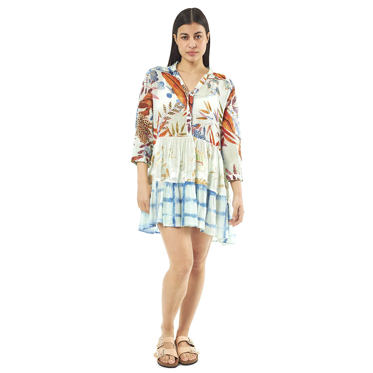 Verde Γυναικεία Τουνίκ 56-0054 Cotton Ινδίας Πολύχρωμο