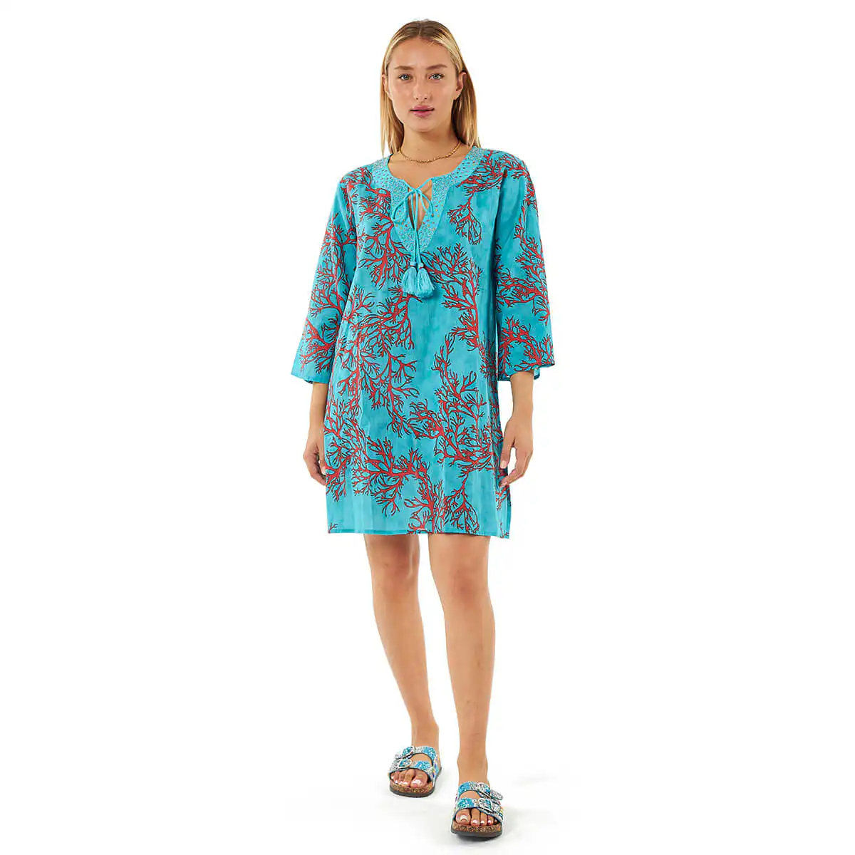 Verde Γυναικείες Τουνίκ 56-0068 Βαμβακερή Μπλε Verde Γυναικείες Τουνίκ 56-0068 Βαμβακερή Μπλε