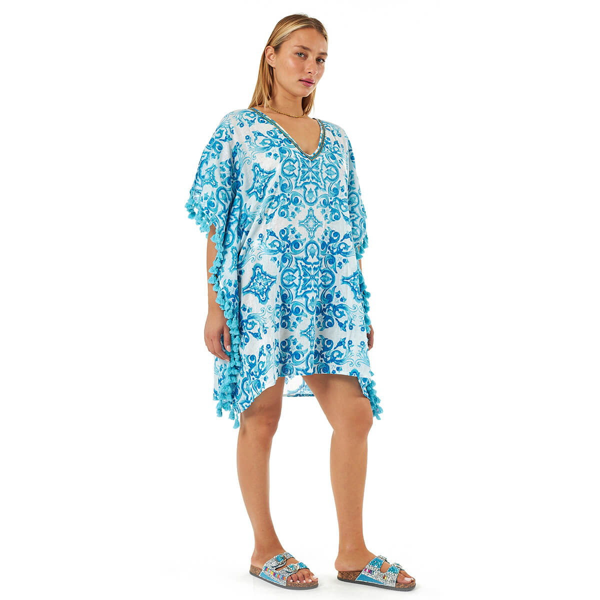 Verde Γυναικείες Τουνίκ 56-0069 Βαμβακερή Τιρκουάζ