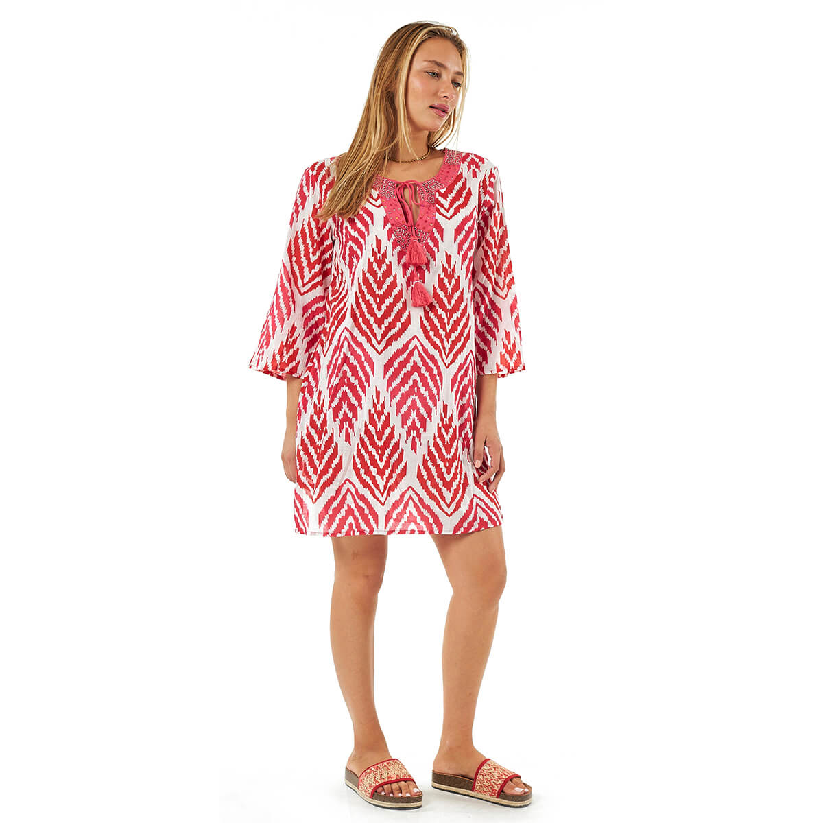 Verde Γυναικείες Τουνίκ 56-0073 Βαμβακερή Κόκκινο