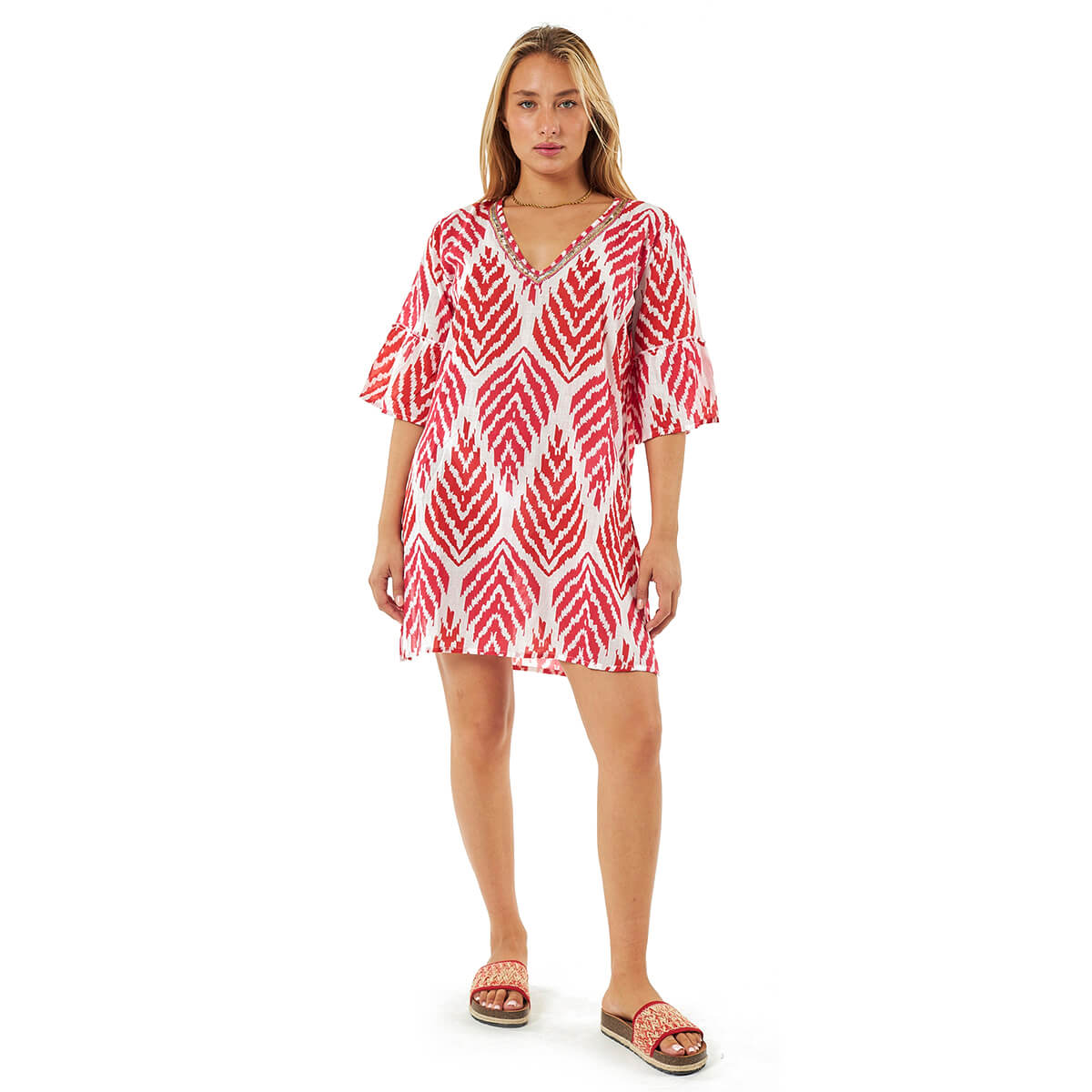 Verde Γυναικείες Τουνίκ 56-0074 Βαμβακερή Κόκκινο