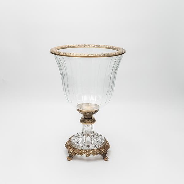 ΦΟΝΤΑΝΙΕΡΑ ΓΥΑΛΙΝΗ ΜΕ ΜΕΤΑΛΛΙΚΑ ΤΕΛΕΙΩΜΑΤΑ ΑΝΤΙΚΕ ΧΡΥΣΟ-ΔΙΑΦΑΝΕΣ ΓΥΑΛΙ 19x19x27cm