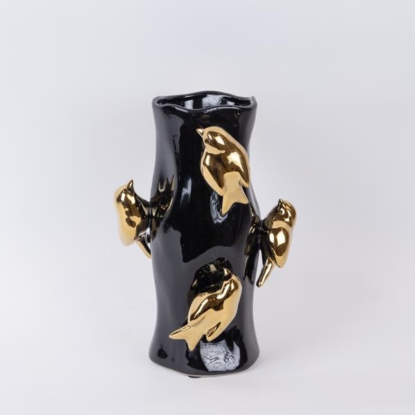 ΒΑΖΟ ΚΕΡΑΜΙΚΟ ΜΑΥΡΟ – ΧΡΥΣΟ 20x20x31cm