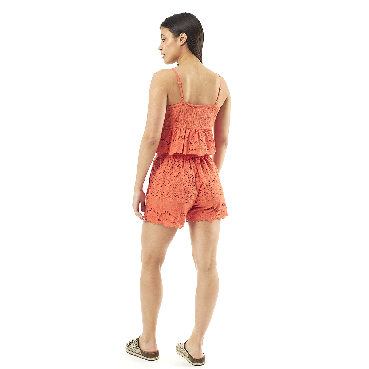 Σέτ Verde Γυναικείο Σόρτς-Κροπ Τοπ 57-0003 Cotton Ινδίας Πορτοκαλί