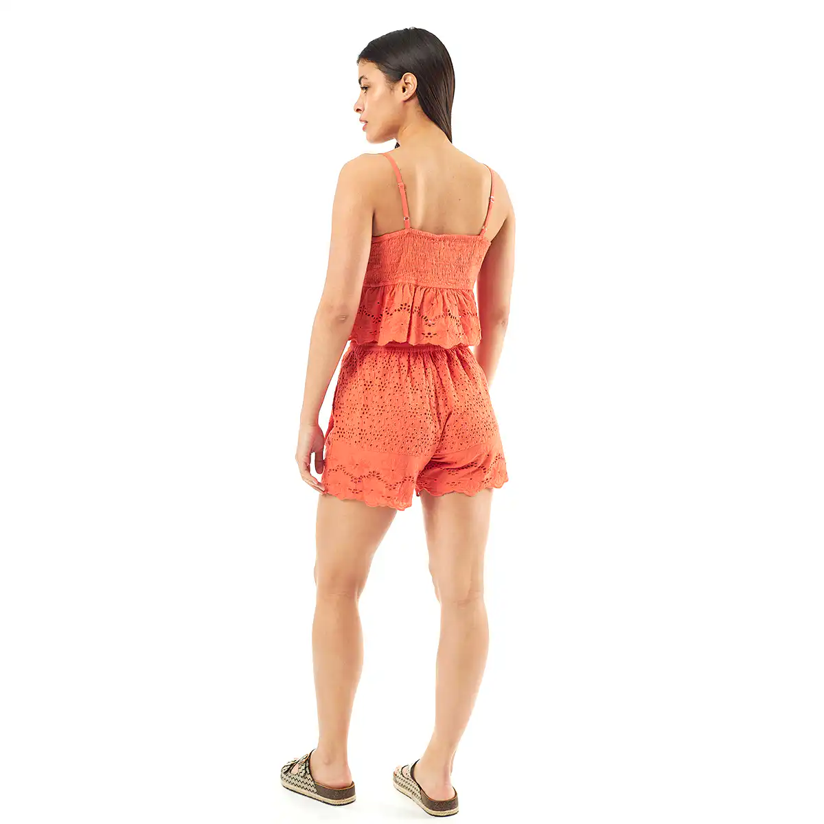 Σέτ Verde Γυναικείο Σόρτς-Κροπ Τοπ 57-0003 Cotton Ινδίας Πορτοκαλί