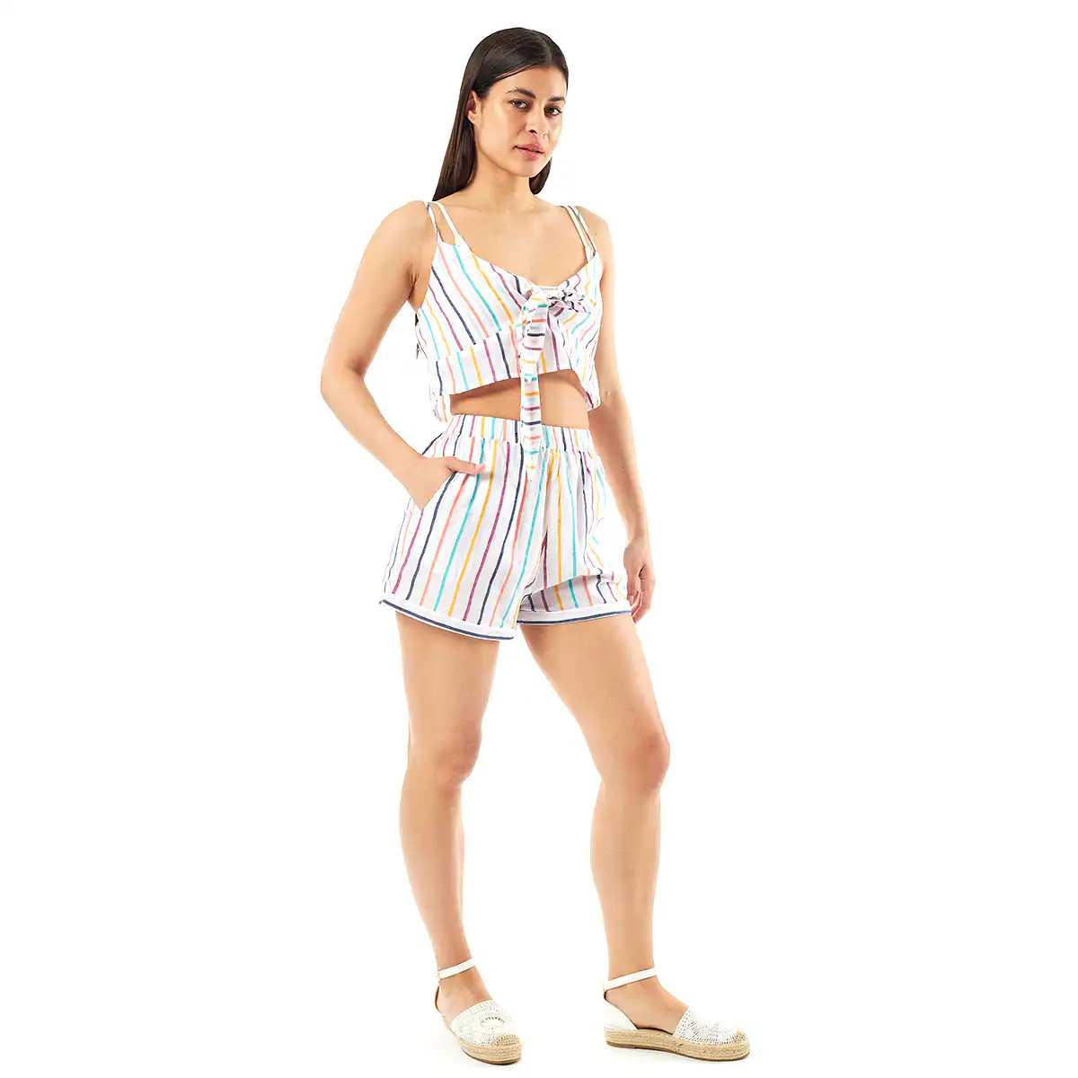 Σέτ Verde Γυναικείο Σόρτς-Κροπ Τοπ 57-0005 Viscoce Ινδίας Πολύχρωμο