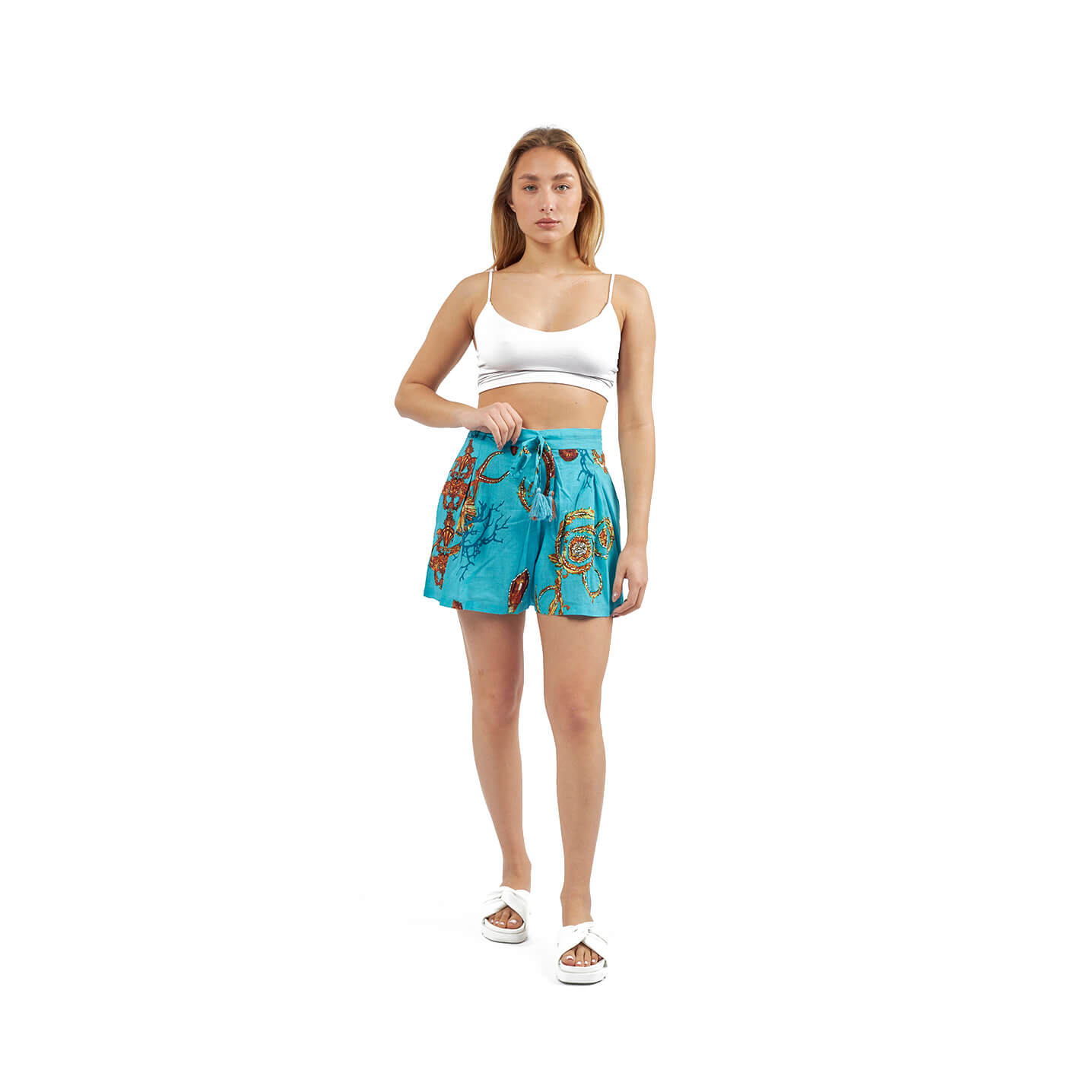 Verde Γυναικεία Σορτς 57-8 Βαμβακερό Γαλάζιο / Κόκκινο