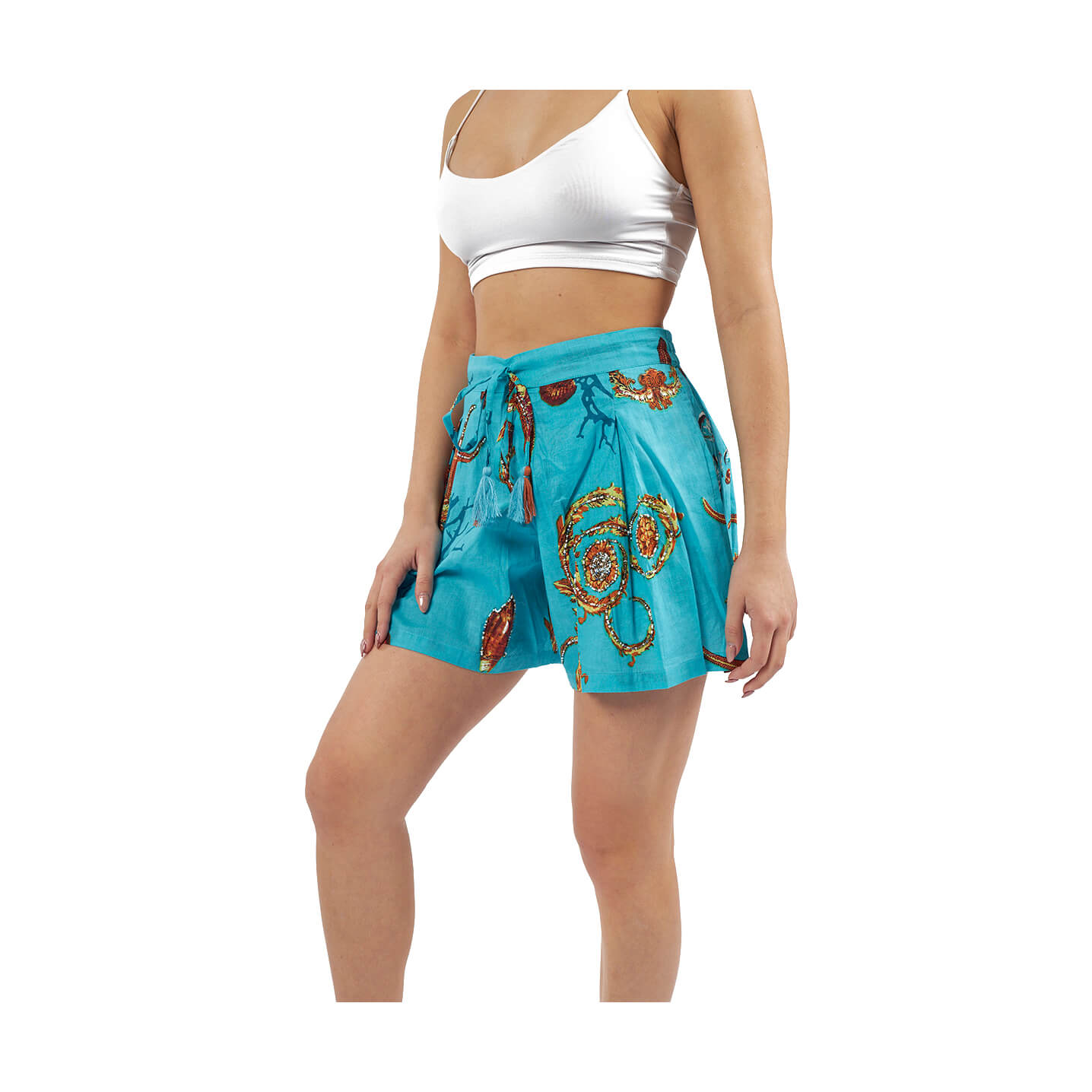 Verde Γυναικεία Σορτς 57-8 Βαμβακερό Γαλάζιο / Κόκκινο