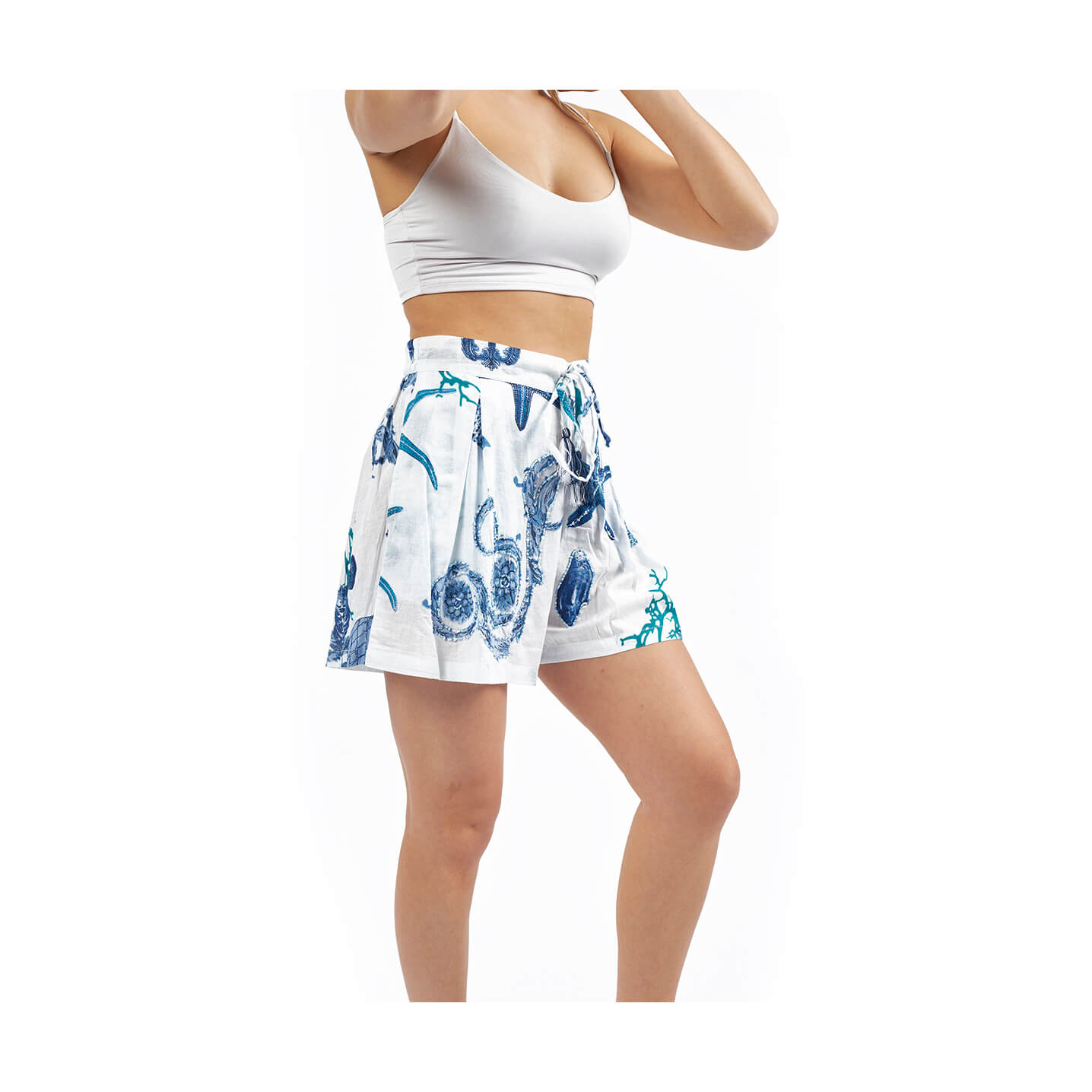 Verde Γυναικεία Σορτς 57-8 Βαμβακερό ΆσπροΜπλε