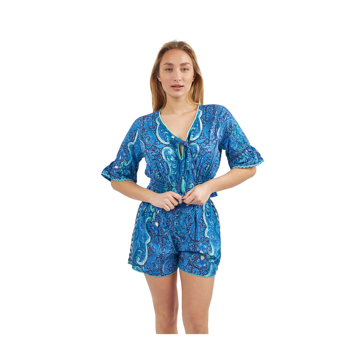 Verde Γυναικείο Κροπ-Τοπ 63-0005 Βαμβακερό Μπλε