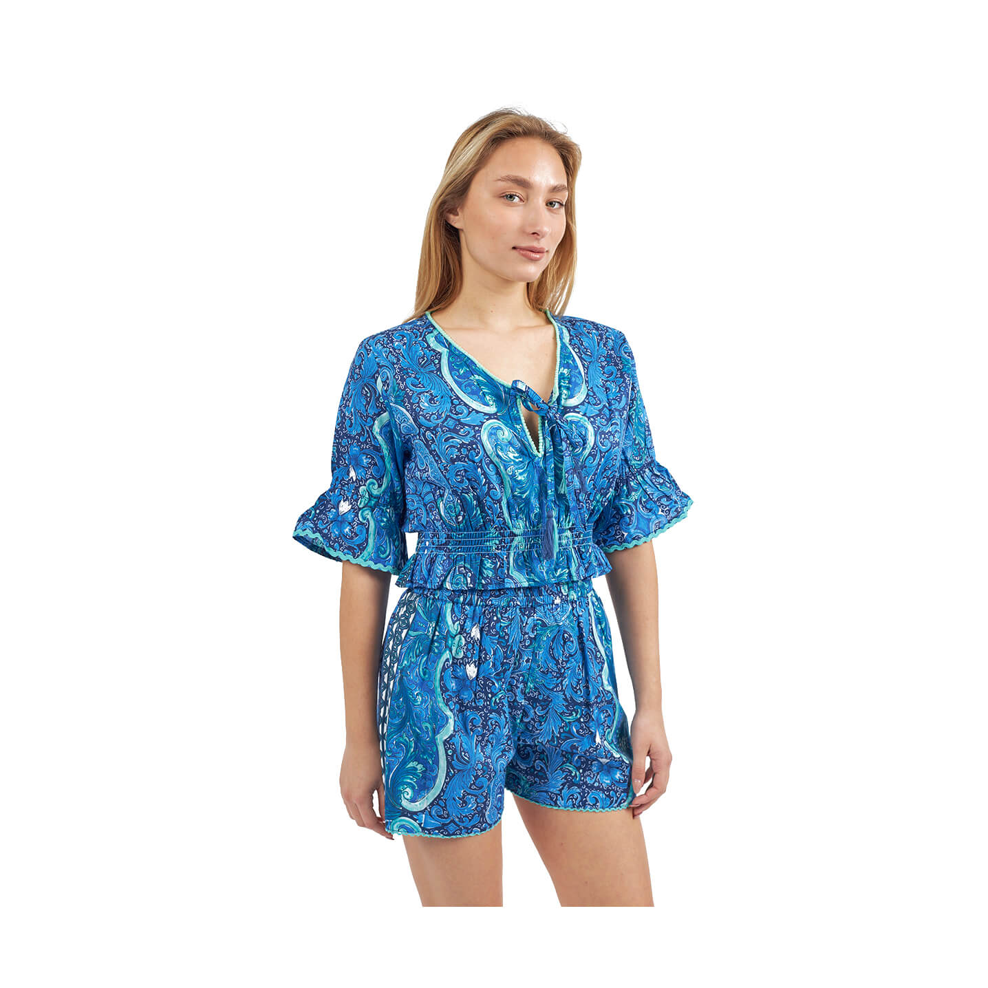 Verde Γυναικεία Σορτς 57-9 Βαμβακερό Μπλε