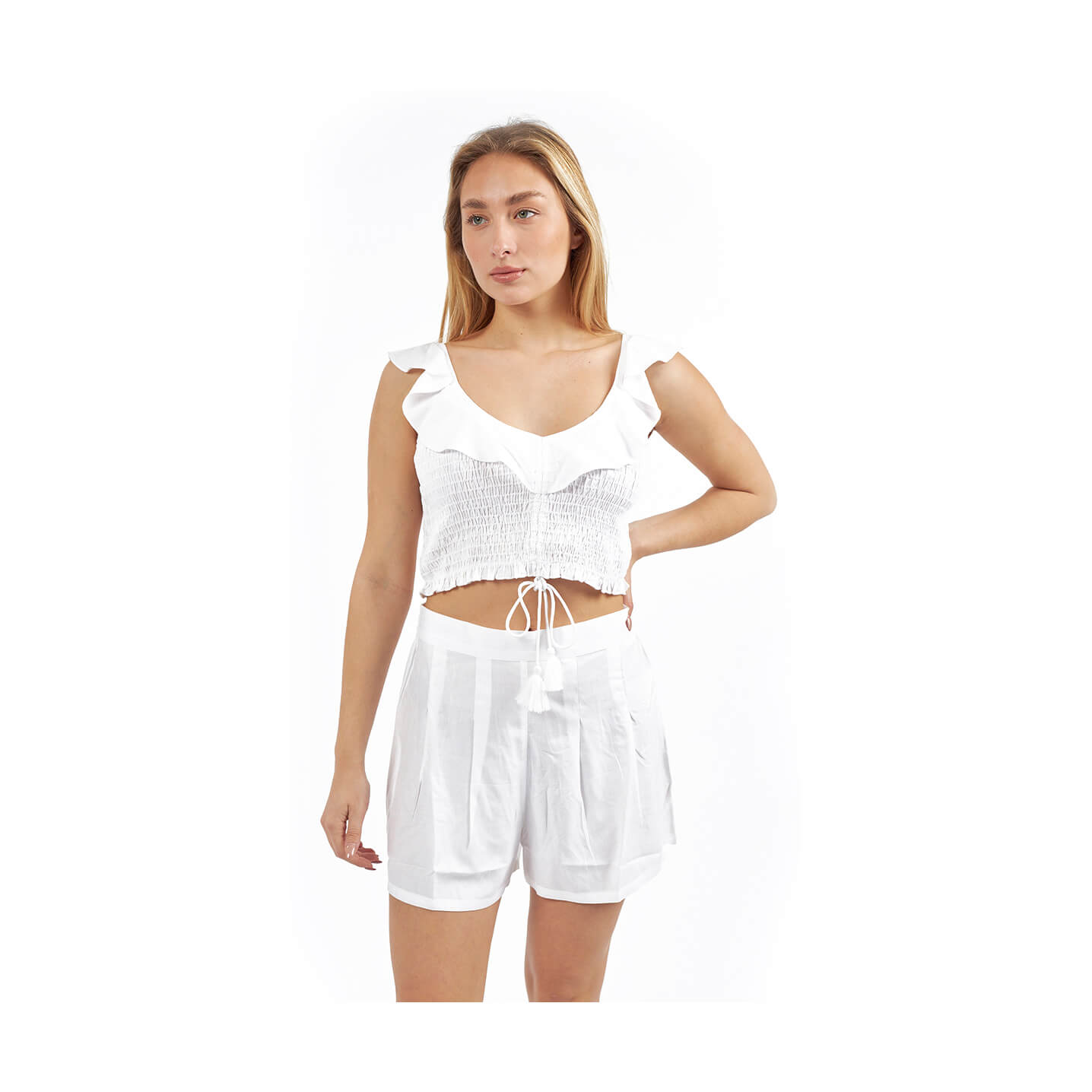 Verde Γυναικείο Κροπ-Τοπ 63-0000012 Ρεγιόν Άσπρο