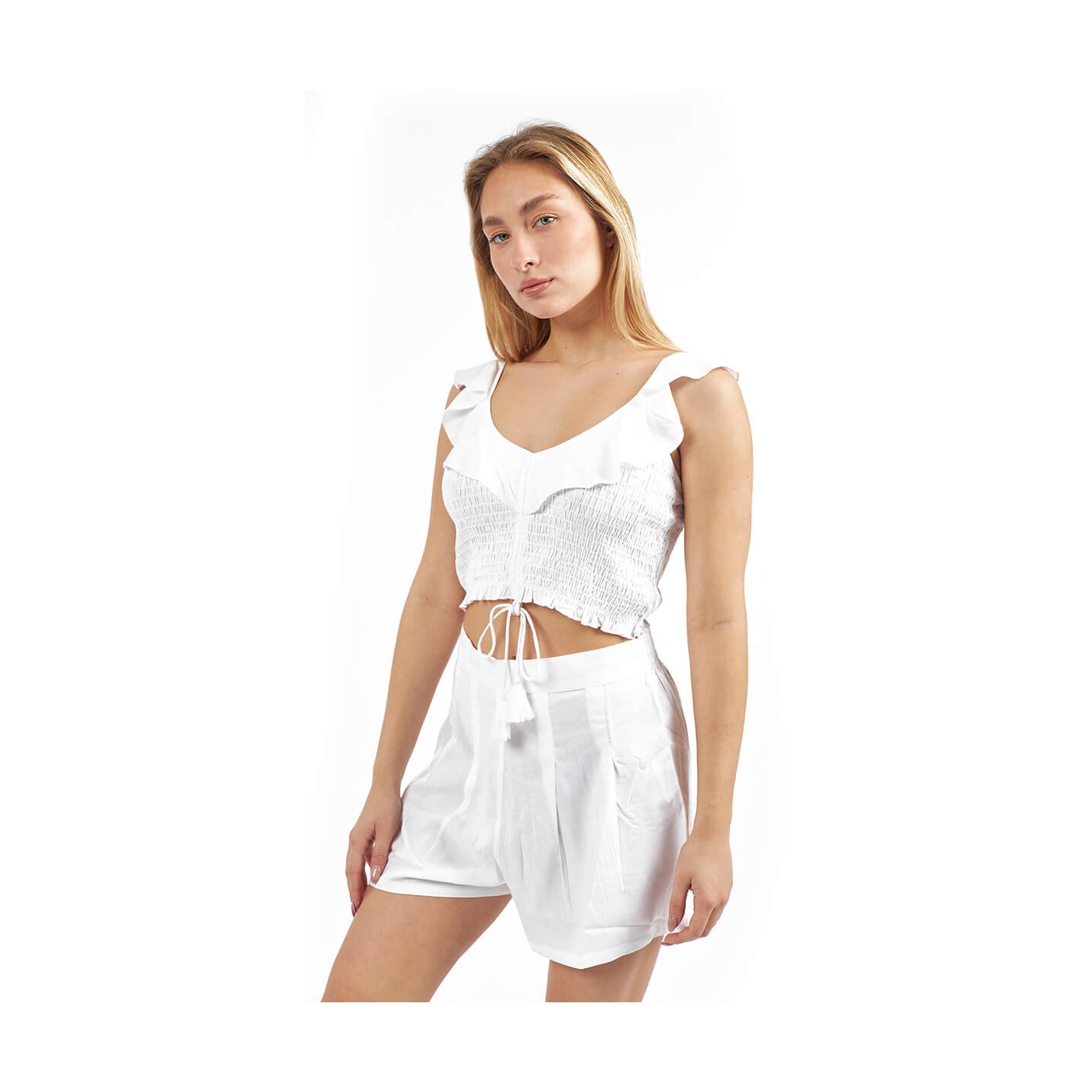 Verde Γυναικείο Κροπ-Τοπ 63-0000012 Ρεγιόν Άσπρο