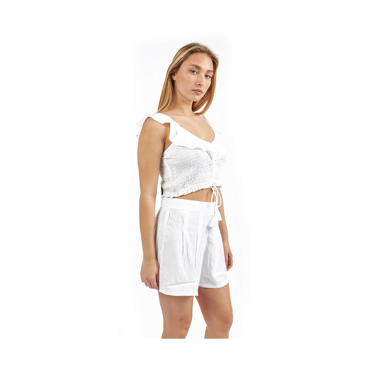 Verde Γυναικείο Κροπ-Τοπ 63-0000012 Ρεγιόν Άσπρο