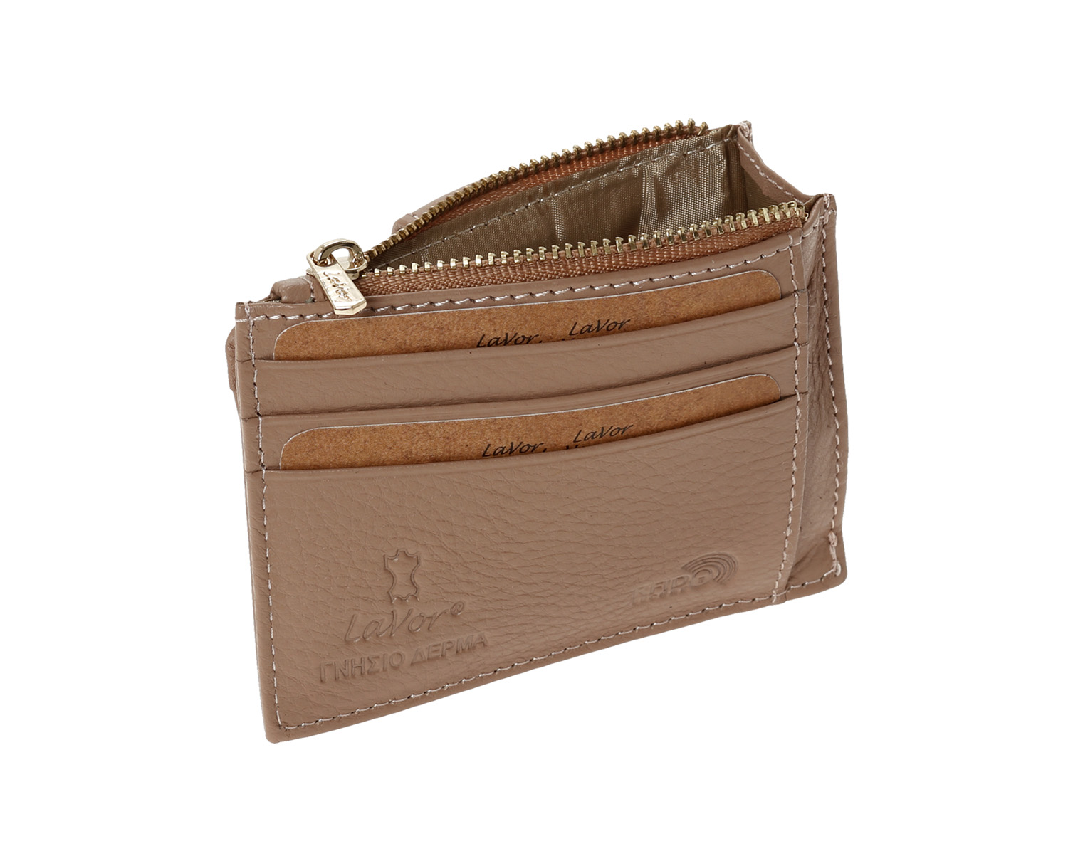 Δερμάτινη Καρτοθήκη Lavor με φερμουάρ 1-5952 nude