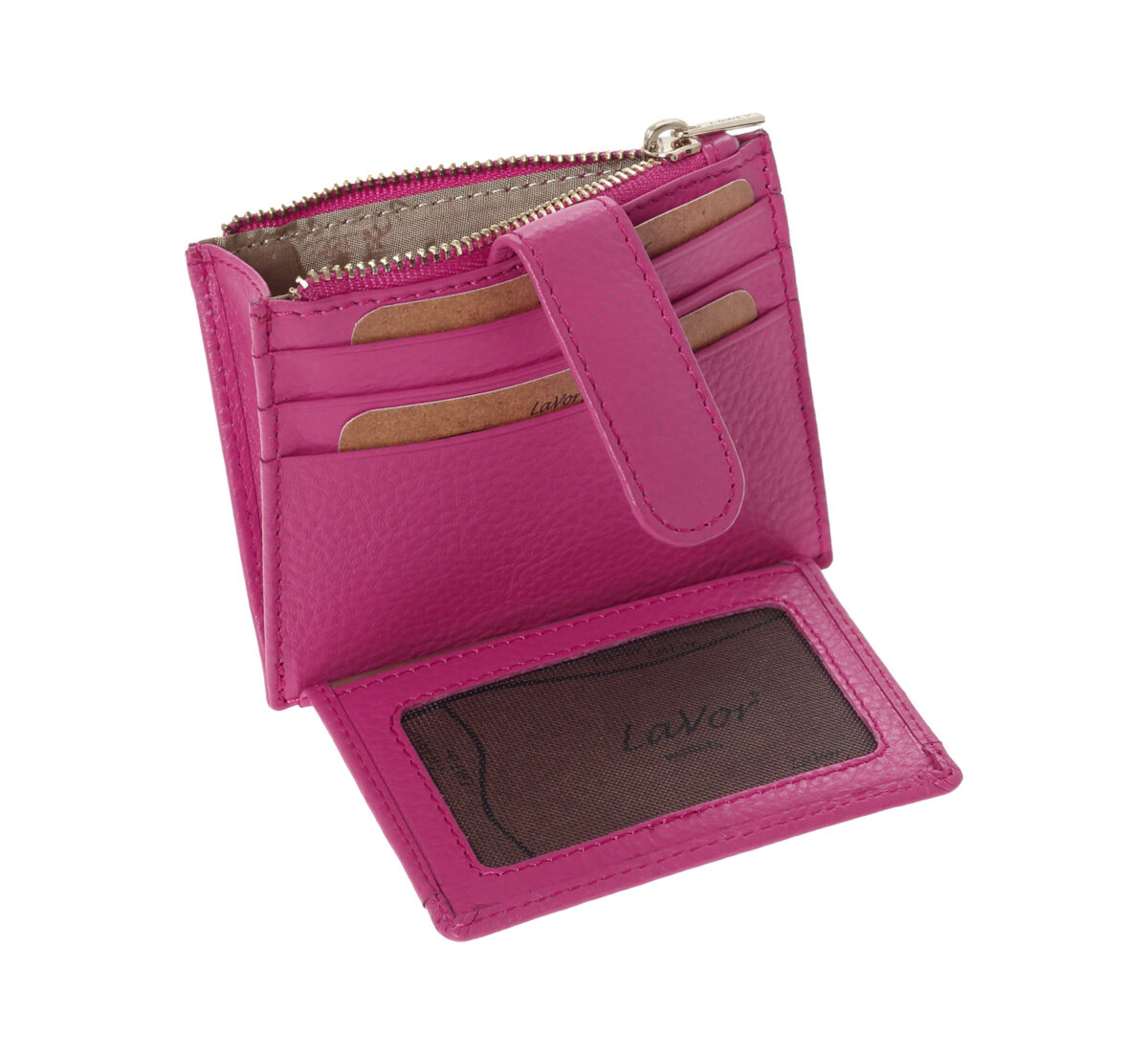 Δερμάτινη Καρτοθήκη Lavor με φερμουάρ 1-5952 ροδί