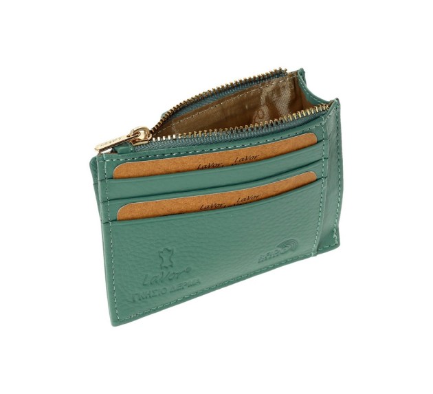 Δερμάτινη Καρτοθήκη Lavor με φερμουάρ 1-5952 μέντα