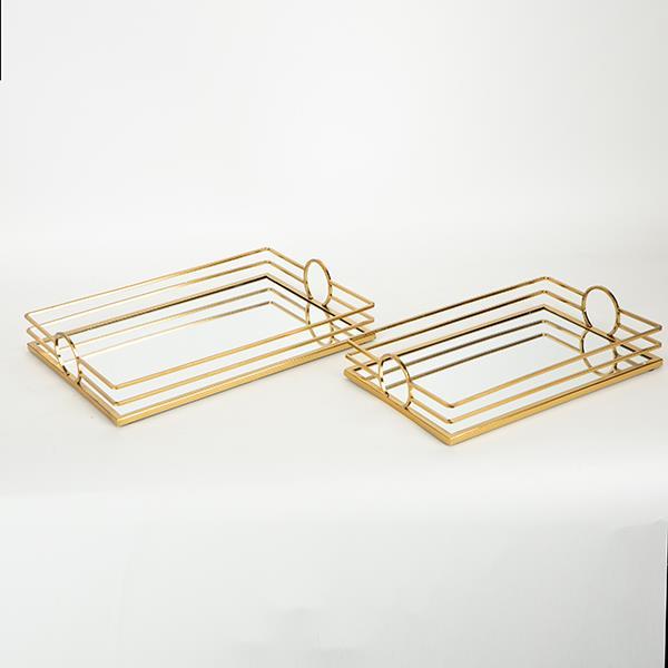 S/2 ΔΙΣΚΟΣ ΜΕΤΑΛΛΙΚΟΣ ΜΕ ΚΑΘΡΕΦΤΗ ΧΡΥΣΟΣ 35x25x6.5cm / 30.5×20.5×6.5cm